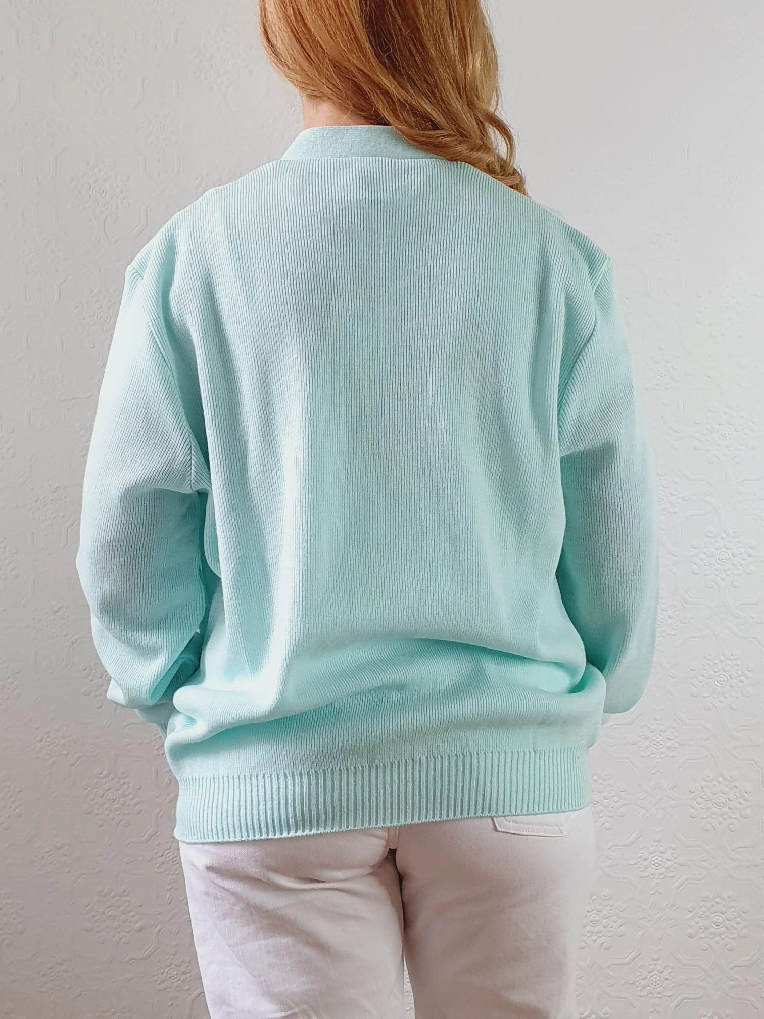 Vintage 80s Mint Green V-Neck Cardigan - M/L - Image 7