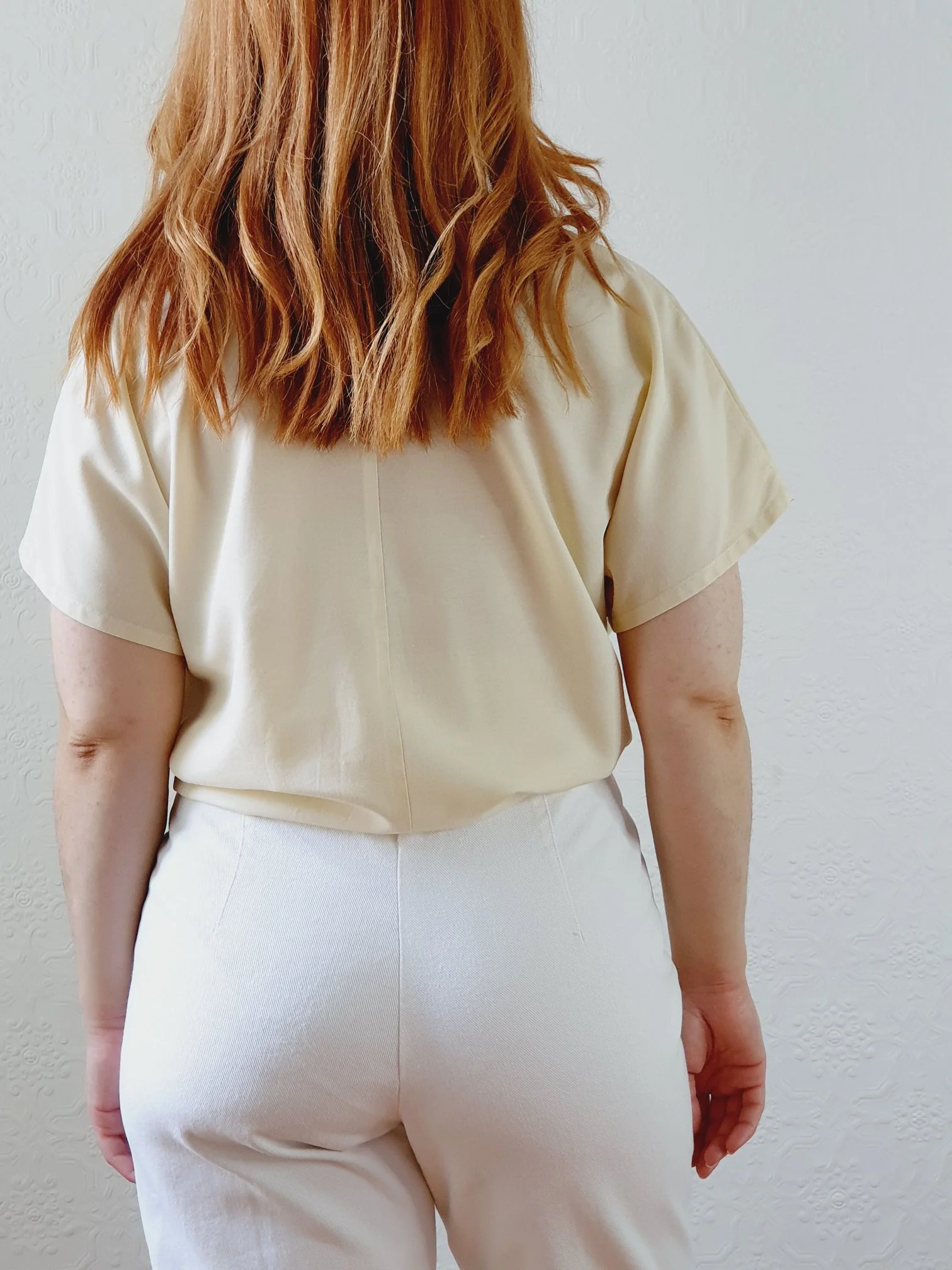Vintage 80s Pale Yellow Short Sleeve Blouse - M/L - Image 6