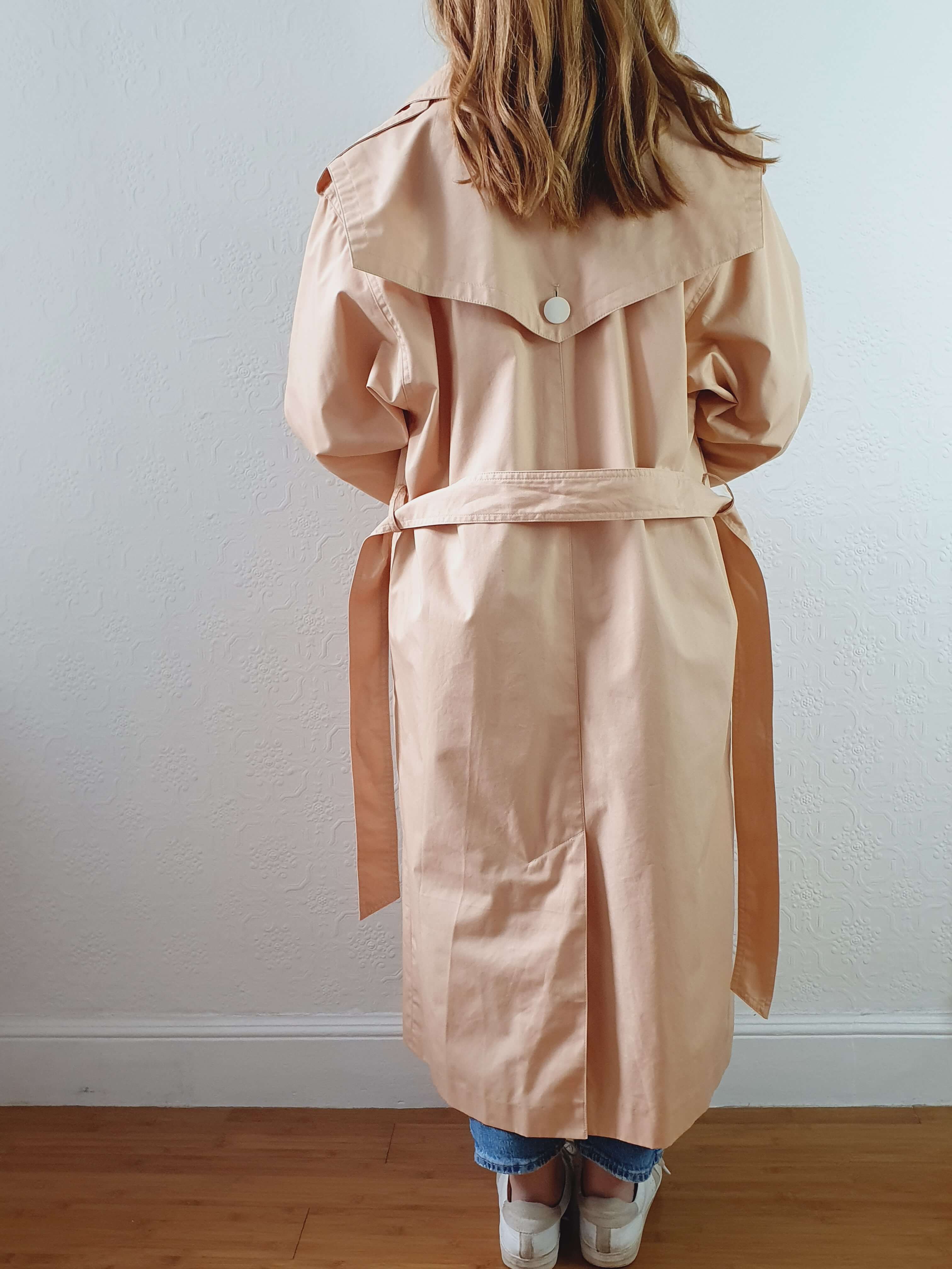 Vintage 80s Peach Single Breasted Trench Coat with Belt - M/L - Image 6