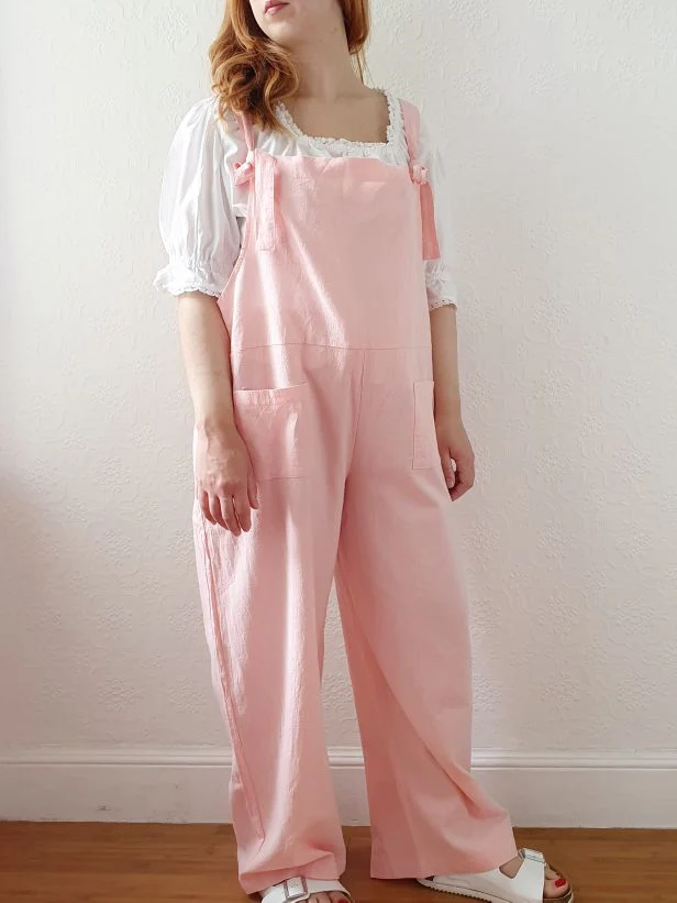 Vintage 80s Pink Cotton Dungarees - XL - Image 10