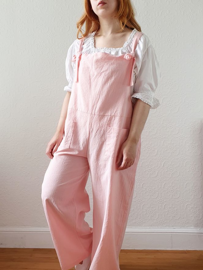 Vintage 80s Pink Cotton Dungarees - XL - Image 14