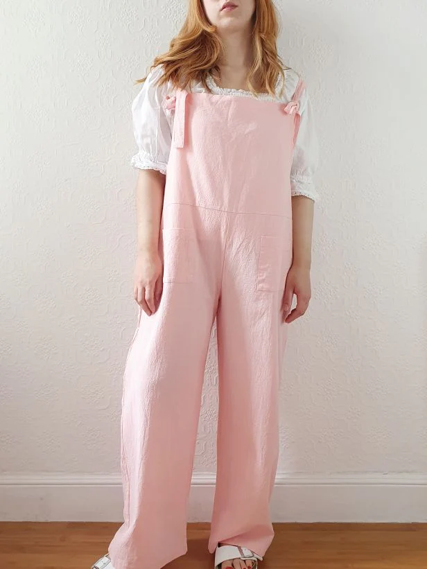 Vintage 80s Pink Cotton Dungarees - XL - Image 15