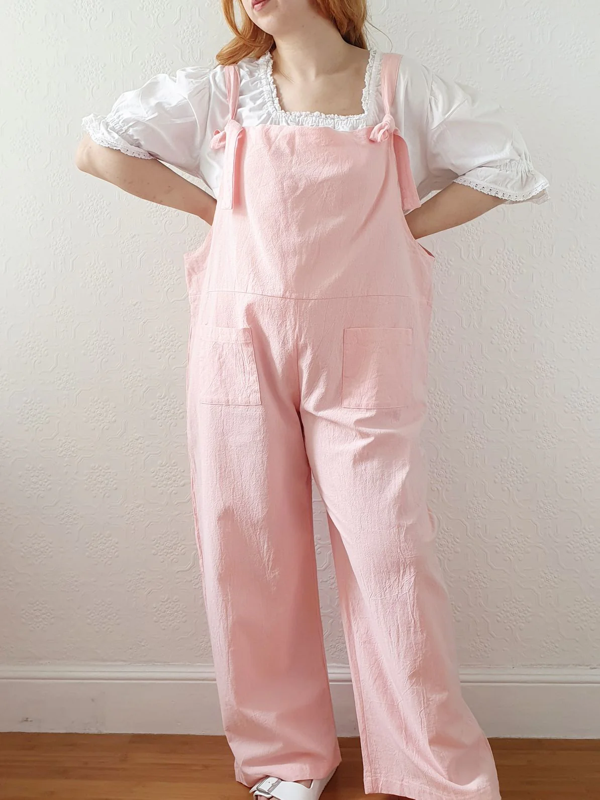 Vintage 80s Pink Cotton Dungarees - XL - Image 4