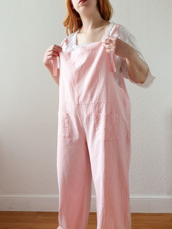 Vintage 80s Pink Cotton Dungarees - XL - Image 5