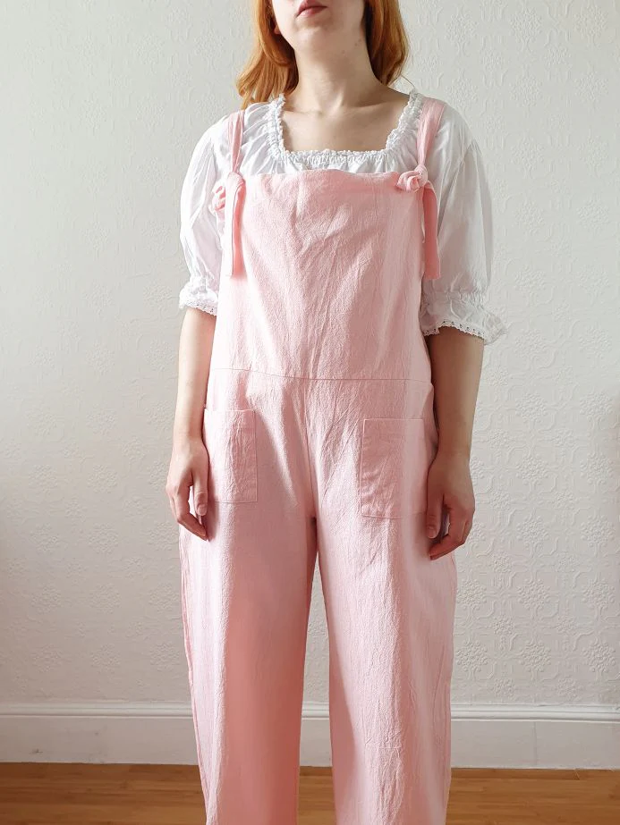Vintage 80s Pink Cotton Dungarees - XL - Image 6