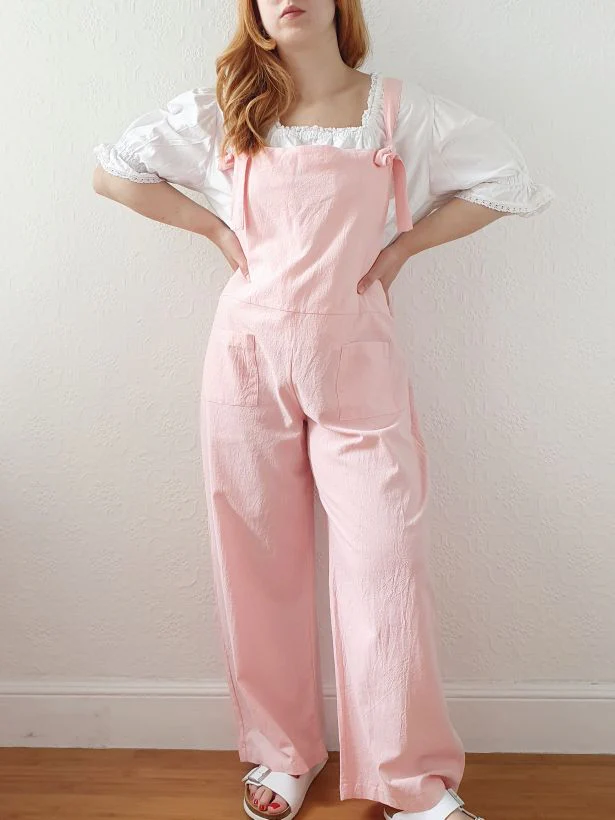 Vintage 80s Pink Cotton Dungarees - XL - Image 7
