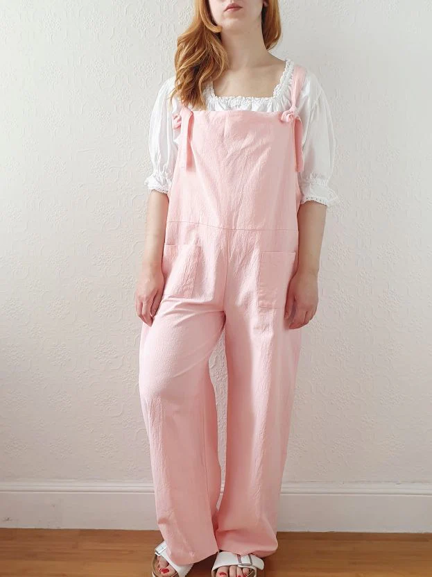 Vintage 80s Pink Cotton Dungarees - XL - Image 9