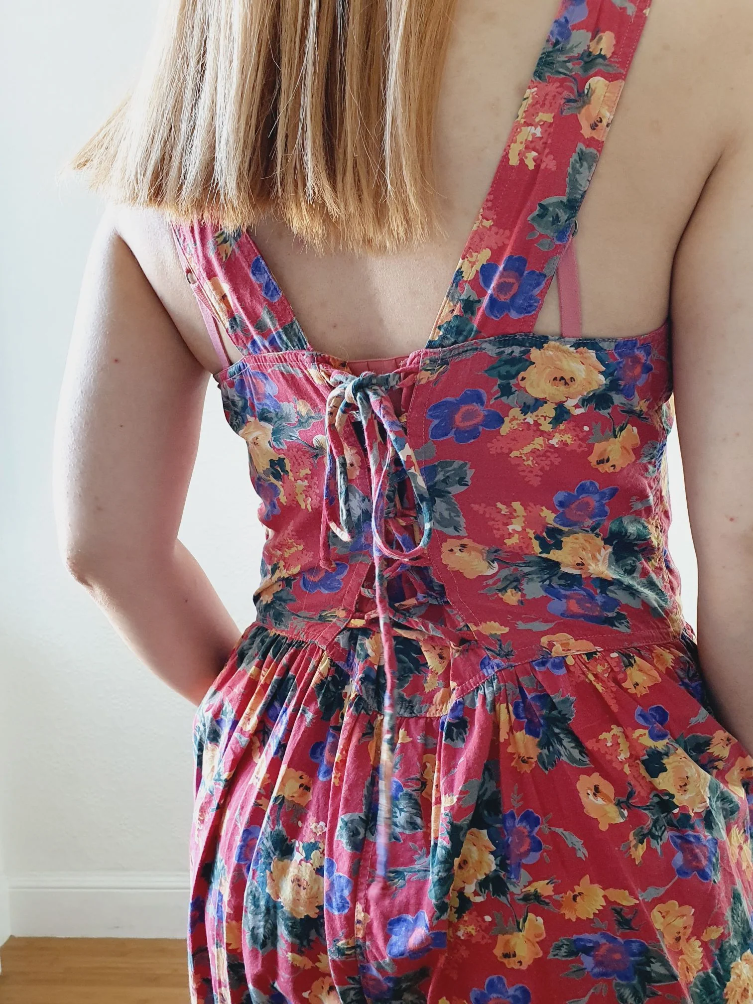 Vintage 80s Red Floral Playsuit - M - Image 4