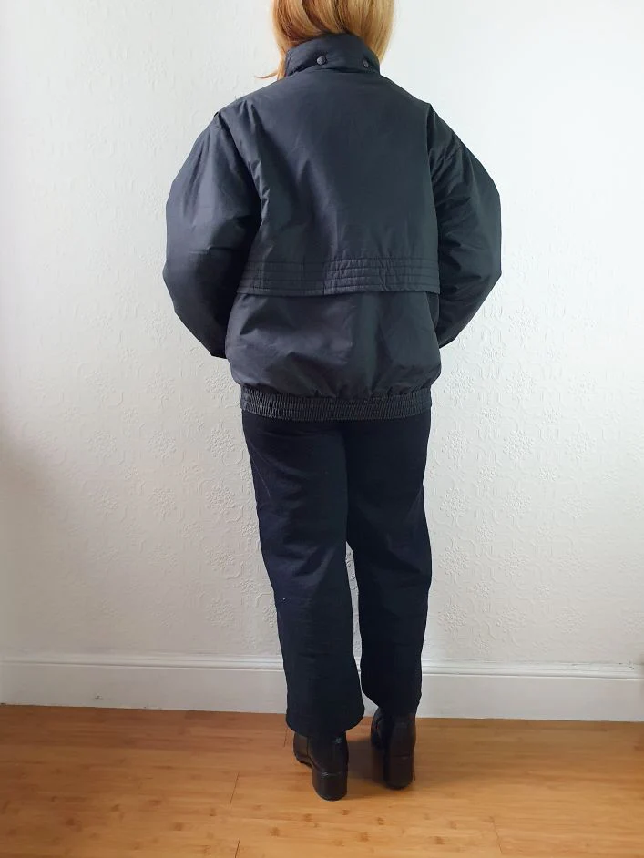 Vintage 80s Short Black Puffer Jacket with Fold-Away Hood - XS/S - Image 5