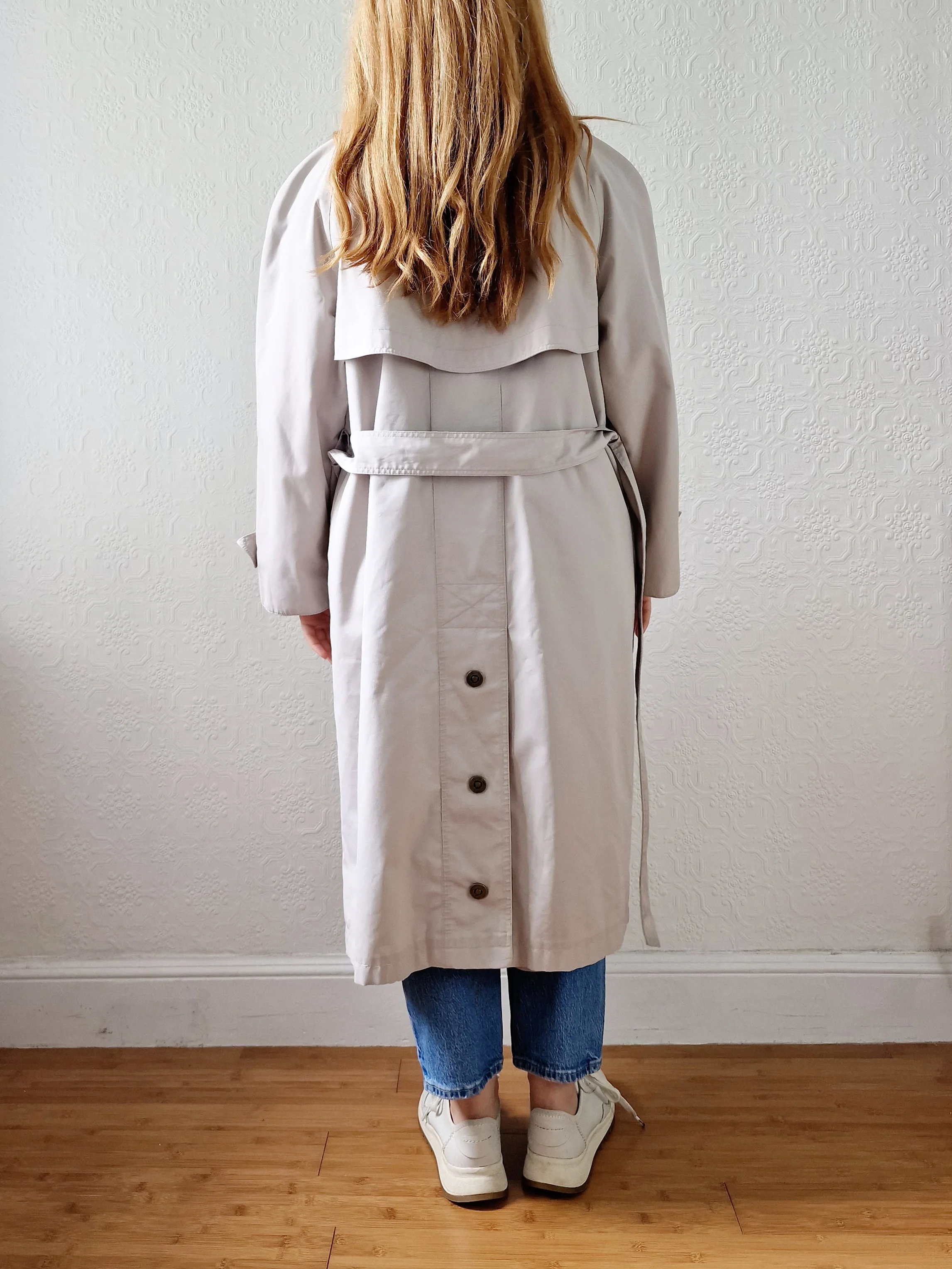 Vintage 80s Stone Single Breasted Trench Coat with Removable Lining - M - Image 4