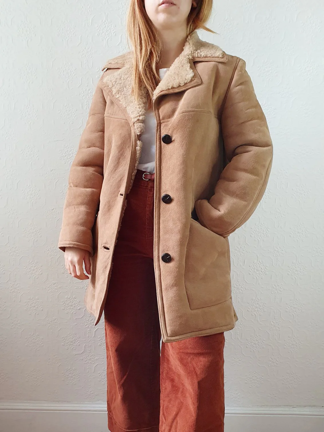 Vintage 80s Tan Genuine 100% Sheepskin Jacket - XS/S