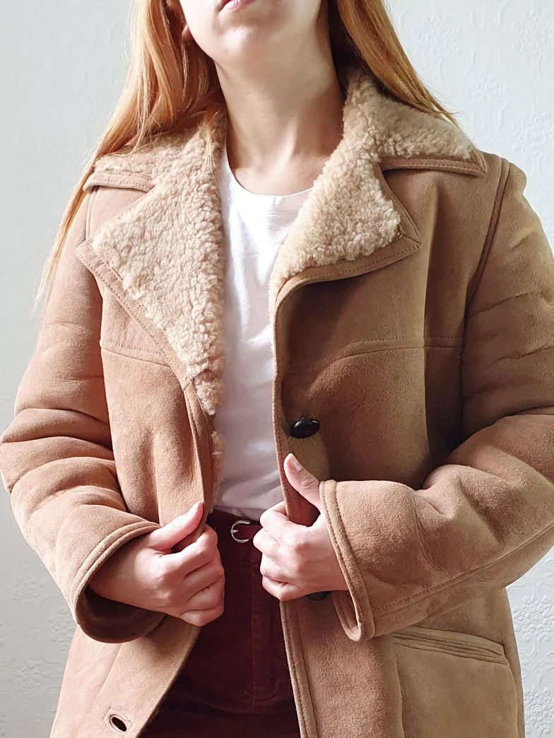 Vintage 80s Tan Genuine 100% Sheepskin Jacket - XS/S - Image 2