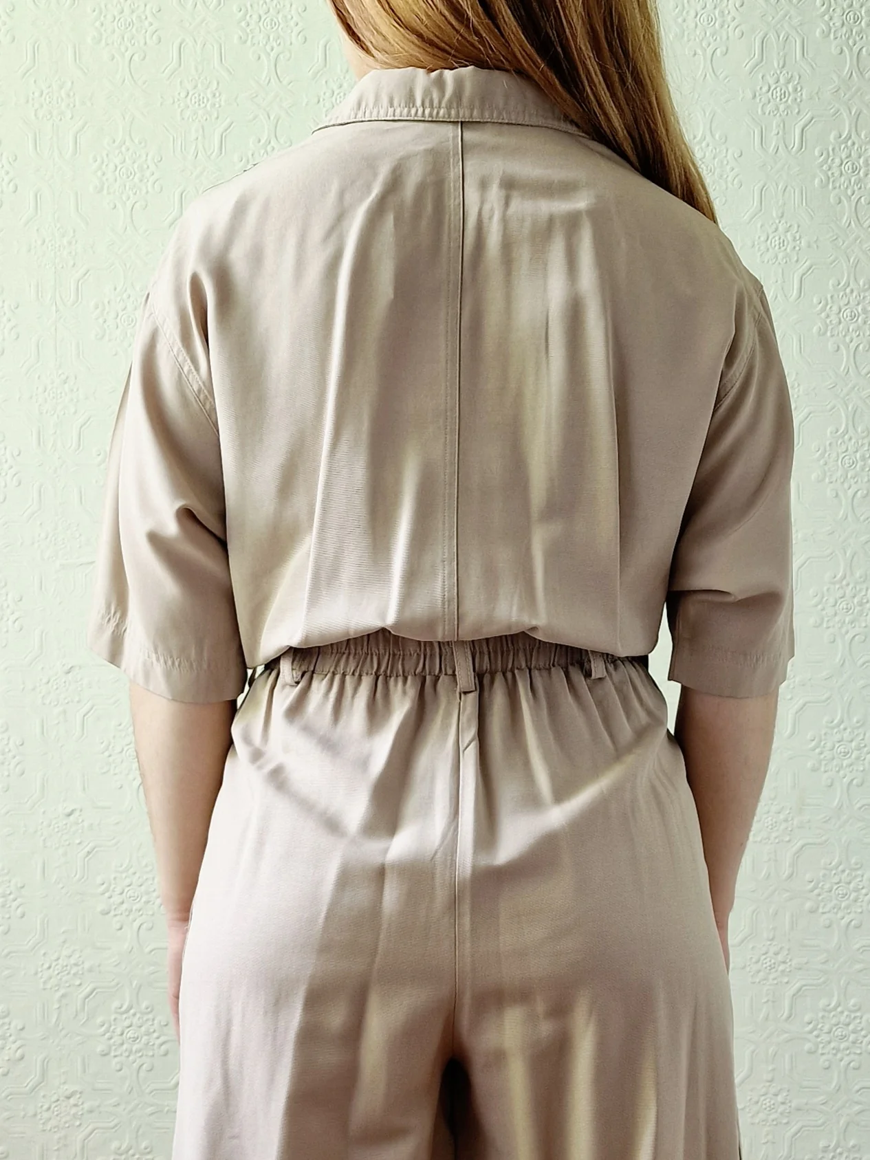 Vintage 80s Taupe Embroidered Playsuit with Short Sleeves - M - Image 4