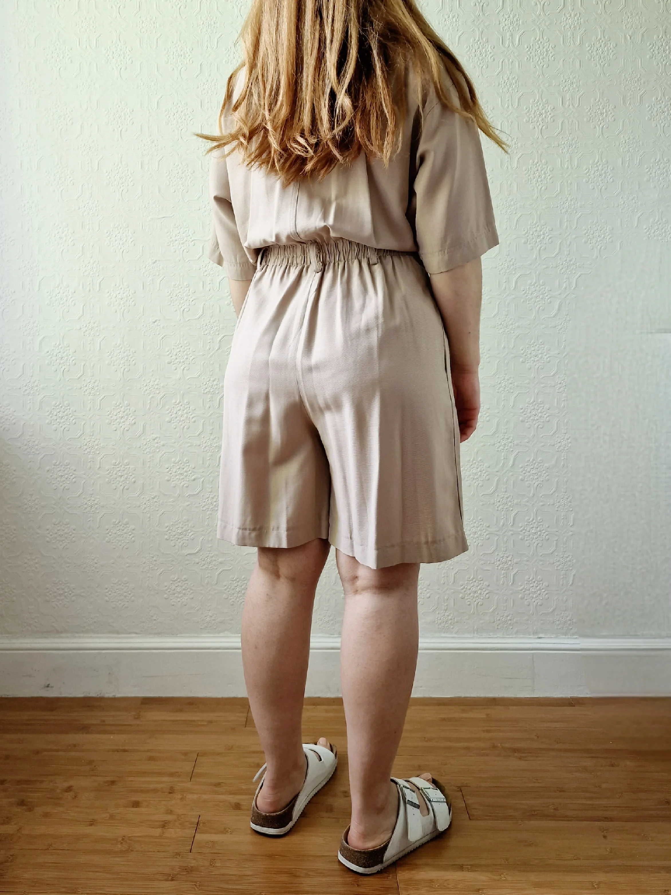 Vintage 80s Taupe Embroidered Playsuit with Short Sleeves - M - Image 5