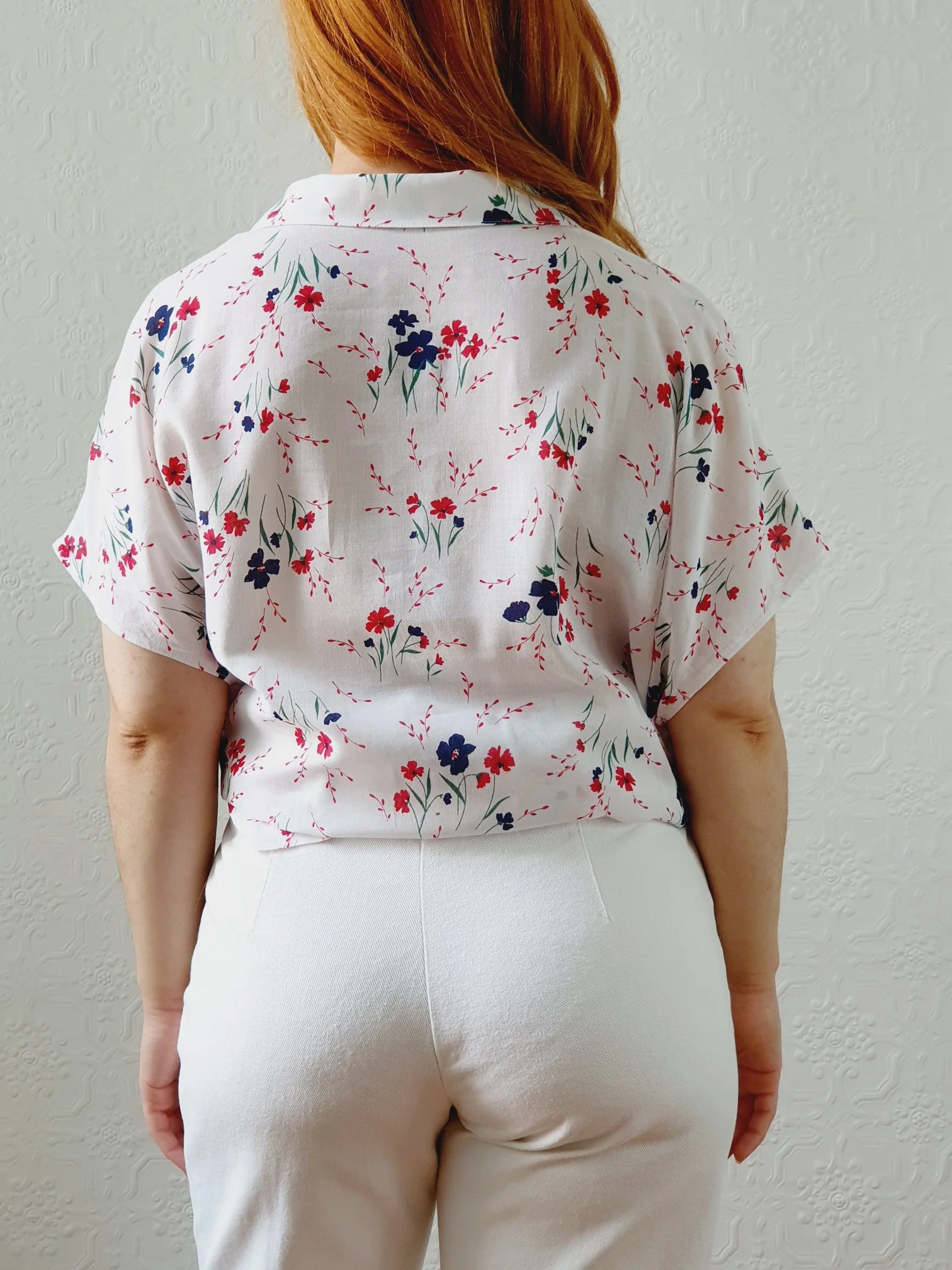 Vintage 80s White Cap Sleeve Floral Blouse - XL/XXL - Image 6