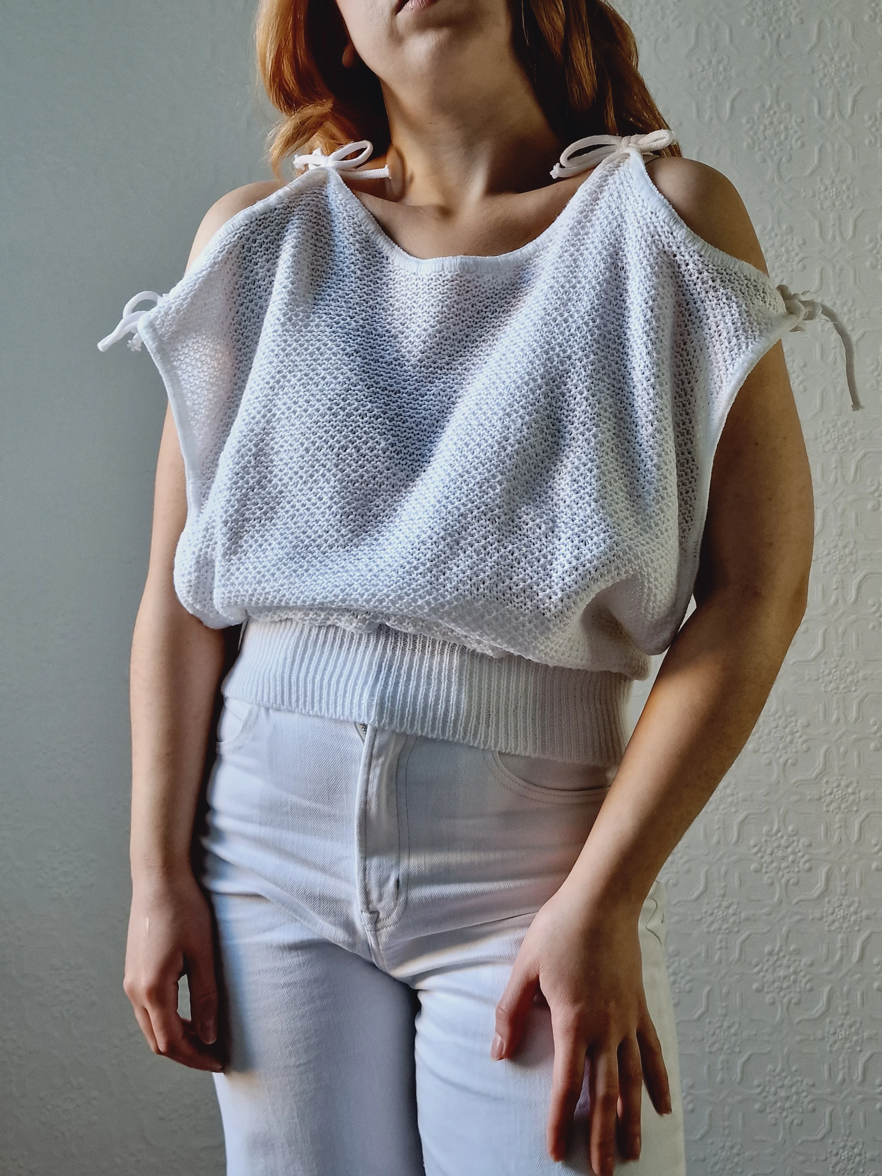 Vintage 80s White Knitted Top - S/M - Image 6