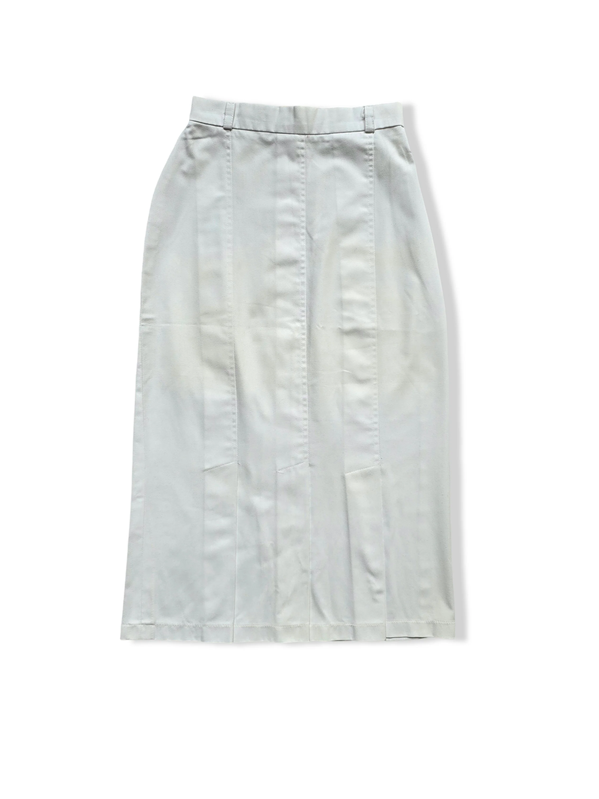 Vintage 80s White Midi Pencil Skirt - XS