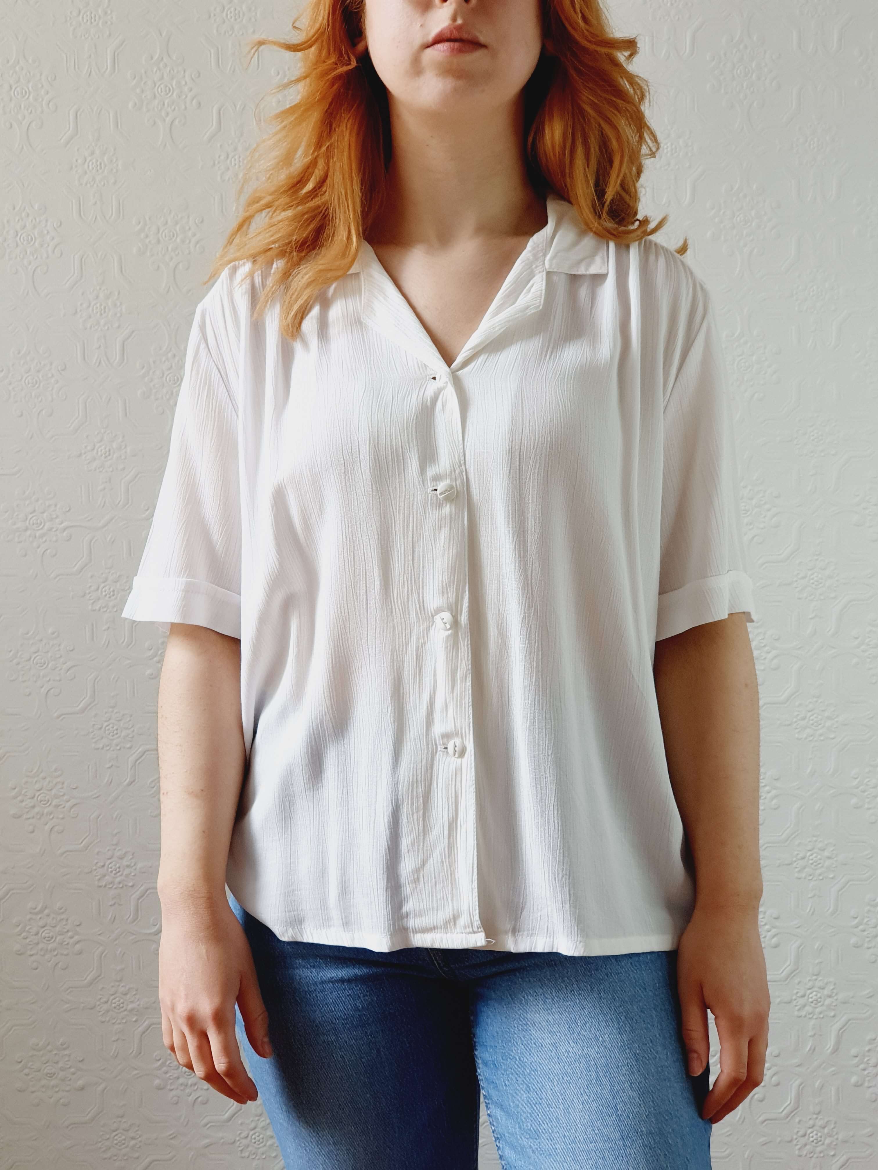 Vintage 80s White Soft Blouse - M/L/XL - Image 2