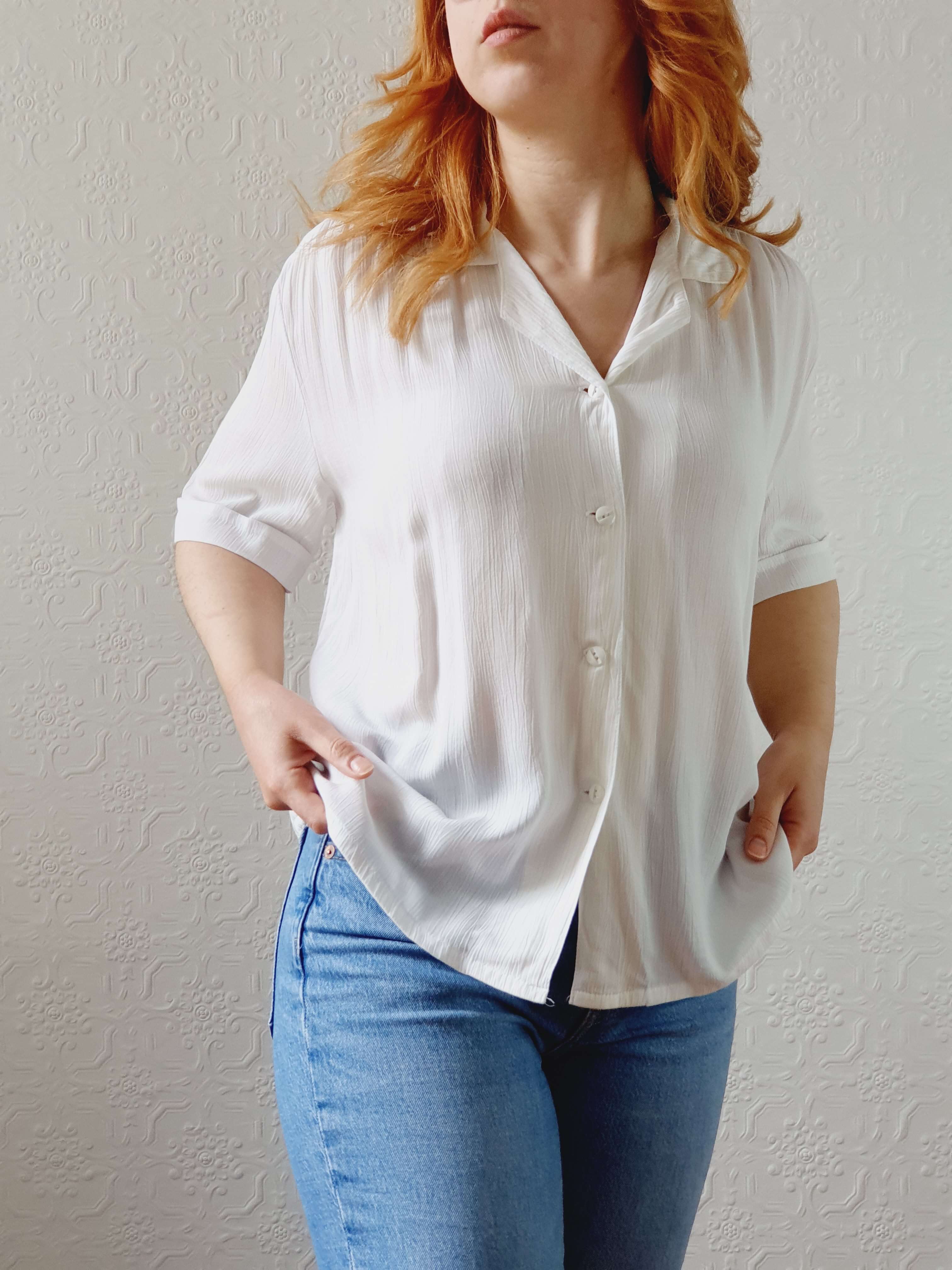 Vintage 80s White Soft Blouse - M/L/XL - Image 3