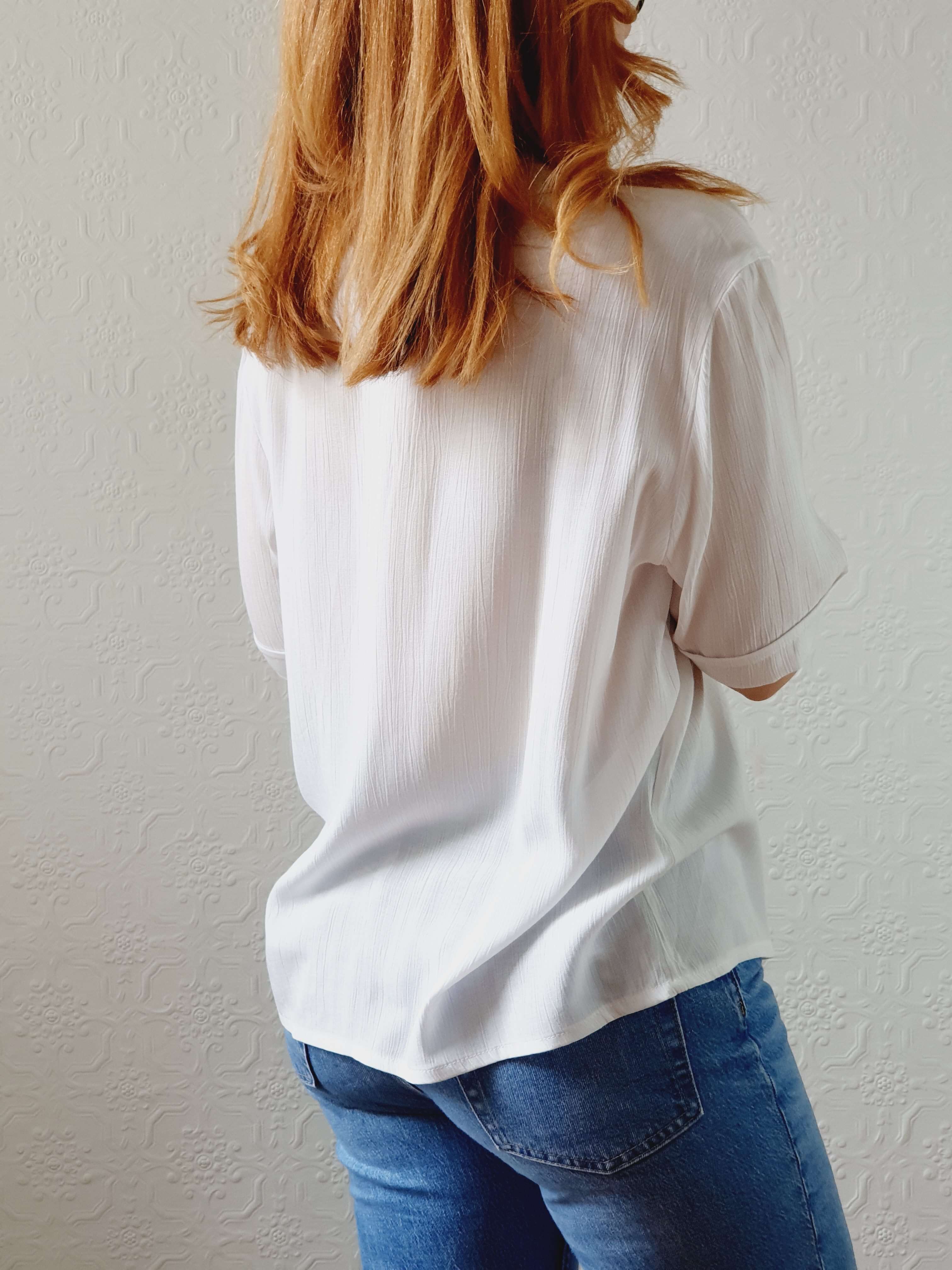 Vintage 80s White Soft Blouse - M/L/XL - Image 7