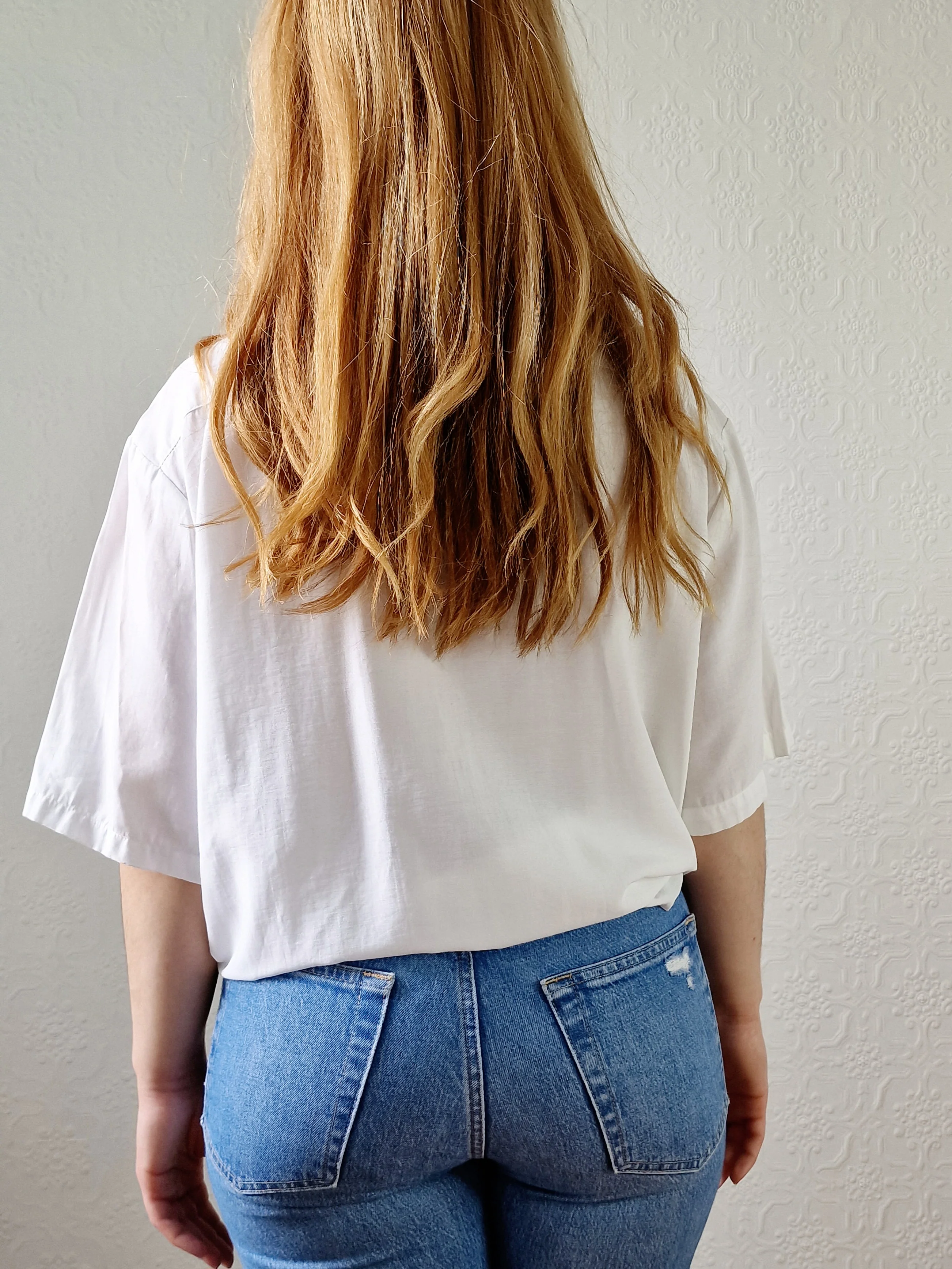 Vintage 80s White Soft Blouse with Lace Details - L/XL - Image 4