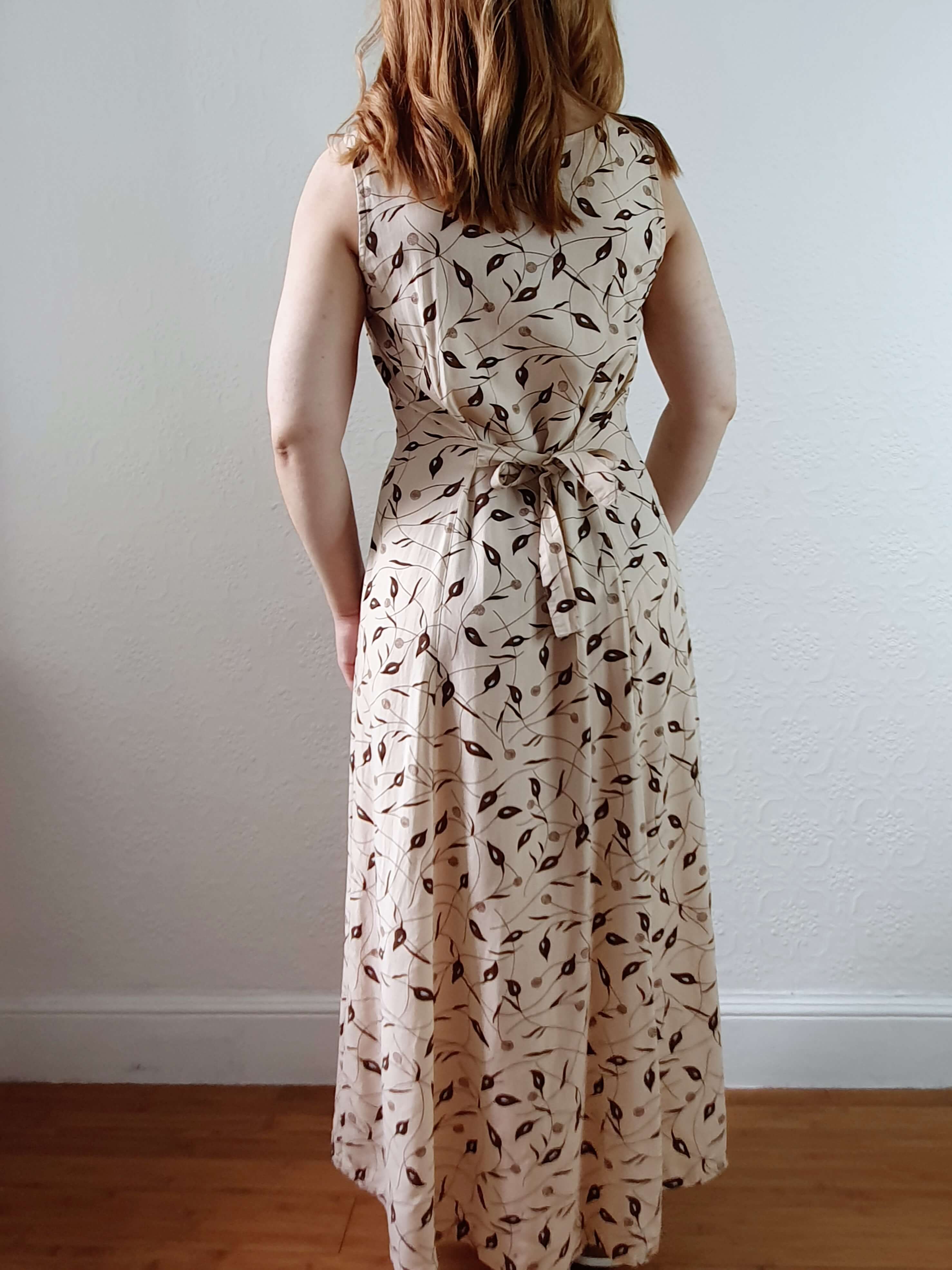 Vintage 90s Beige Floral Sleeveless Maxi Dress - XS/S - Image 10