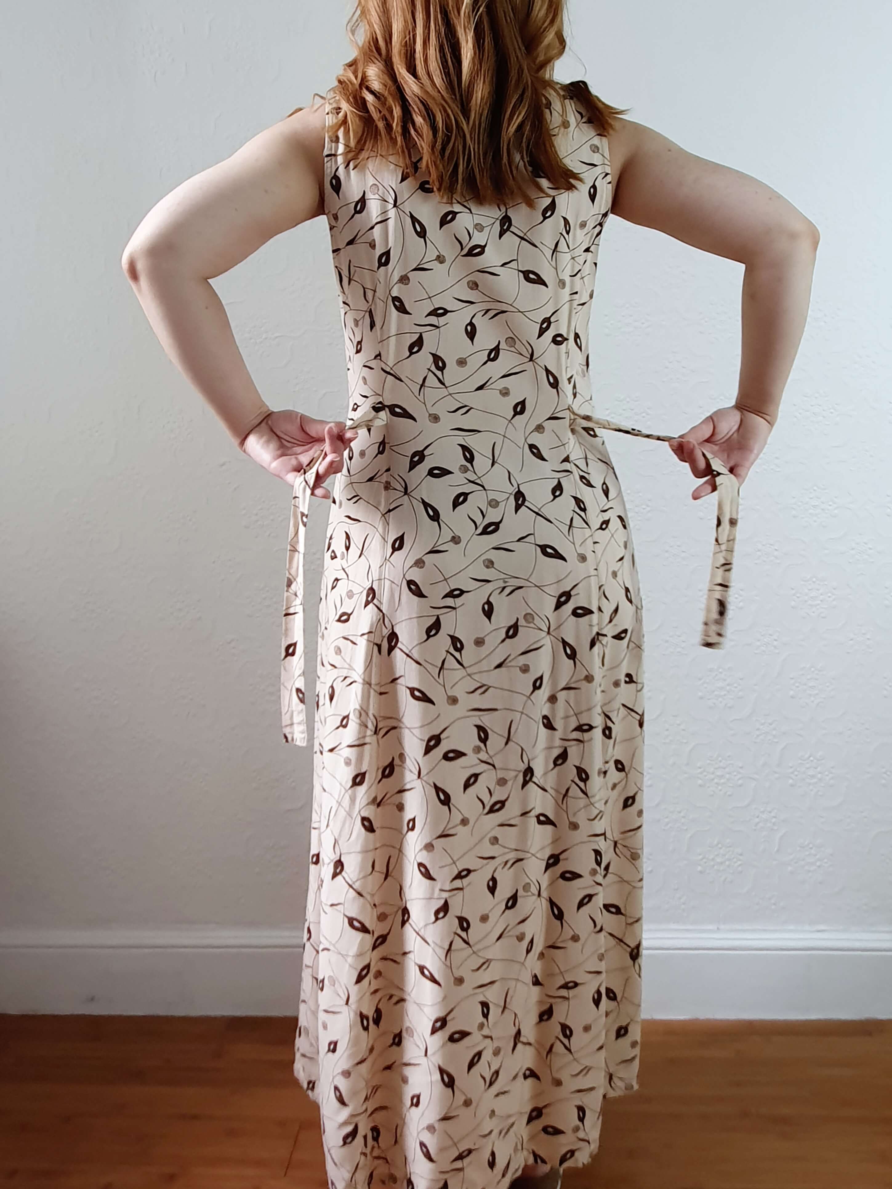 Vintage 90s Beige Floral Sleeveless Maxi Dress - XS/S - Image 11