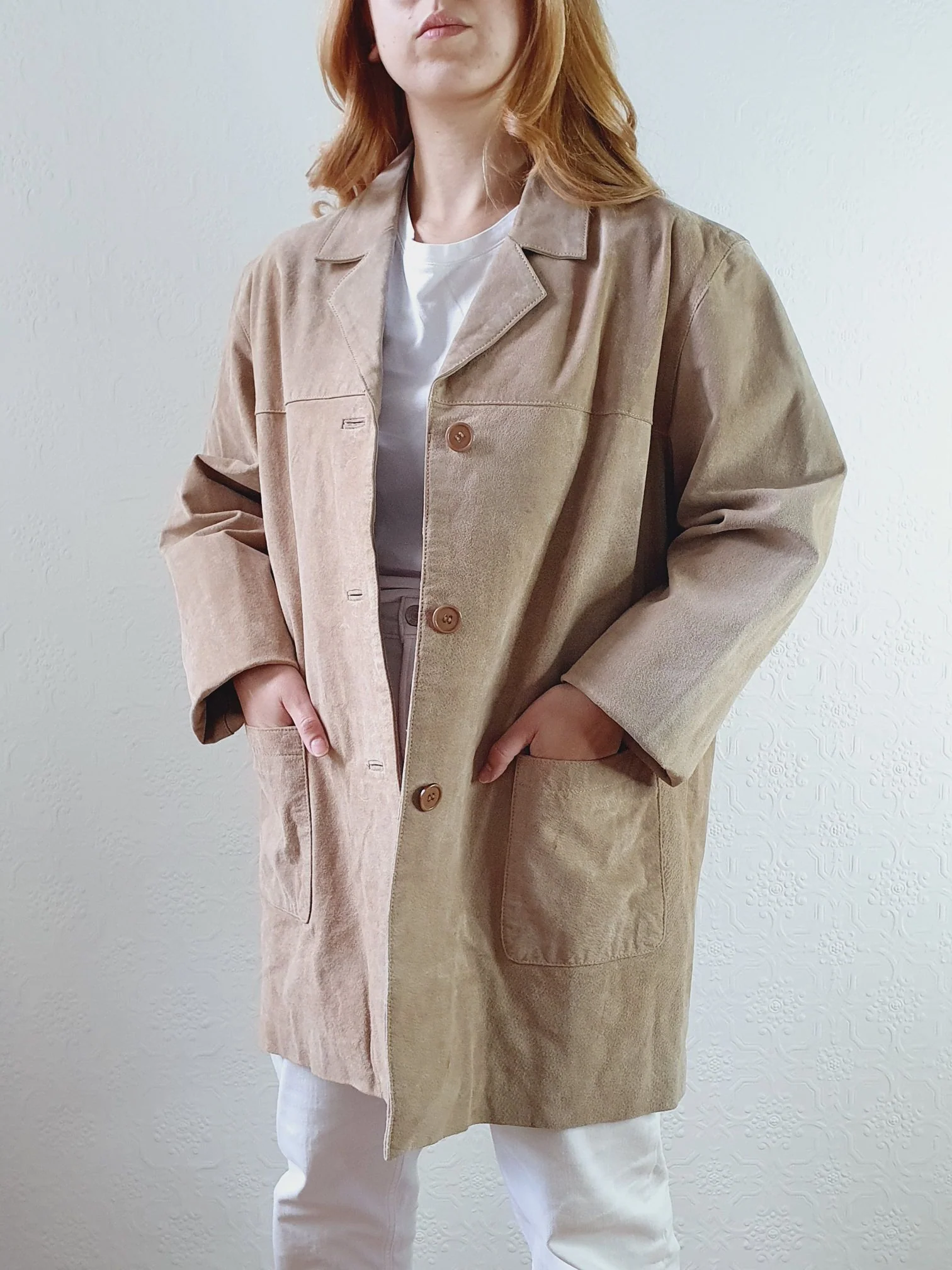 Vintage 90s Beige Genuine Suede Leather Jacket - M/L - Image 12
