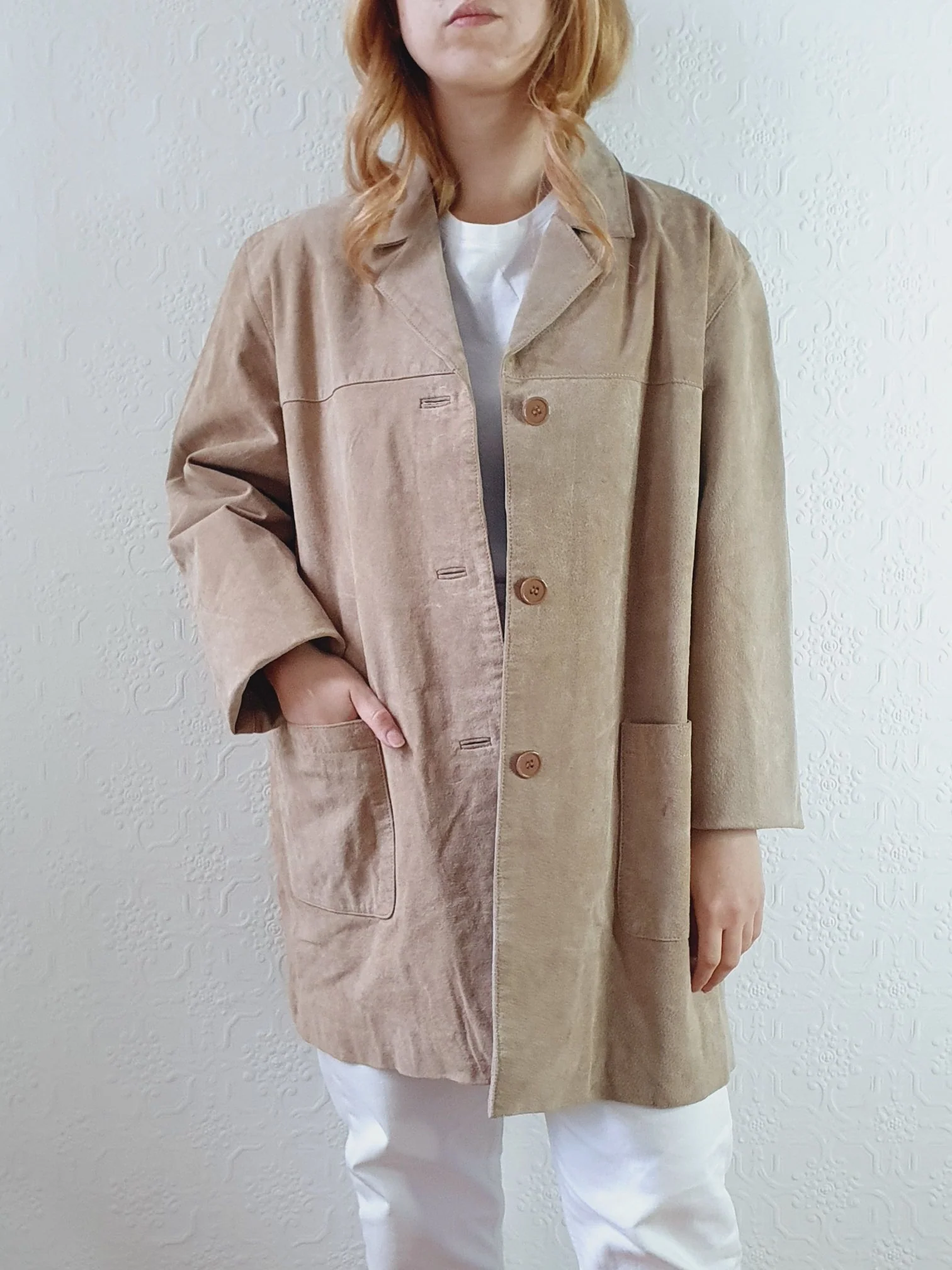 Vintage 90s Beige Genuine Suede Leather Jacket - M/L - Image 13