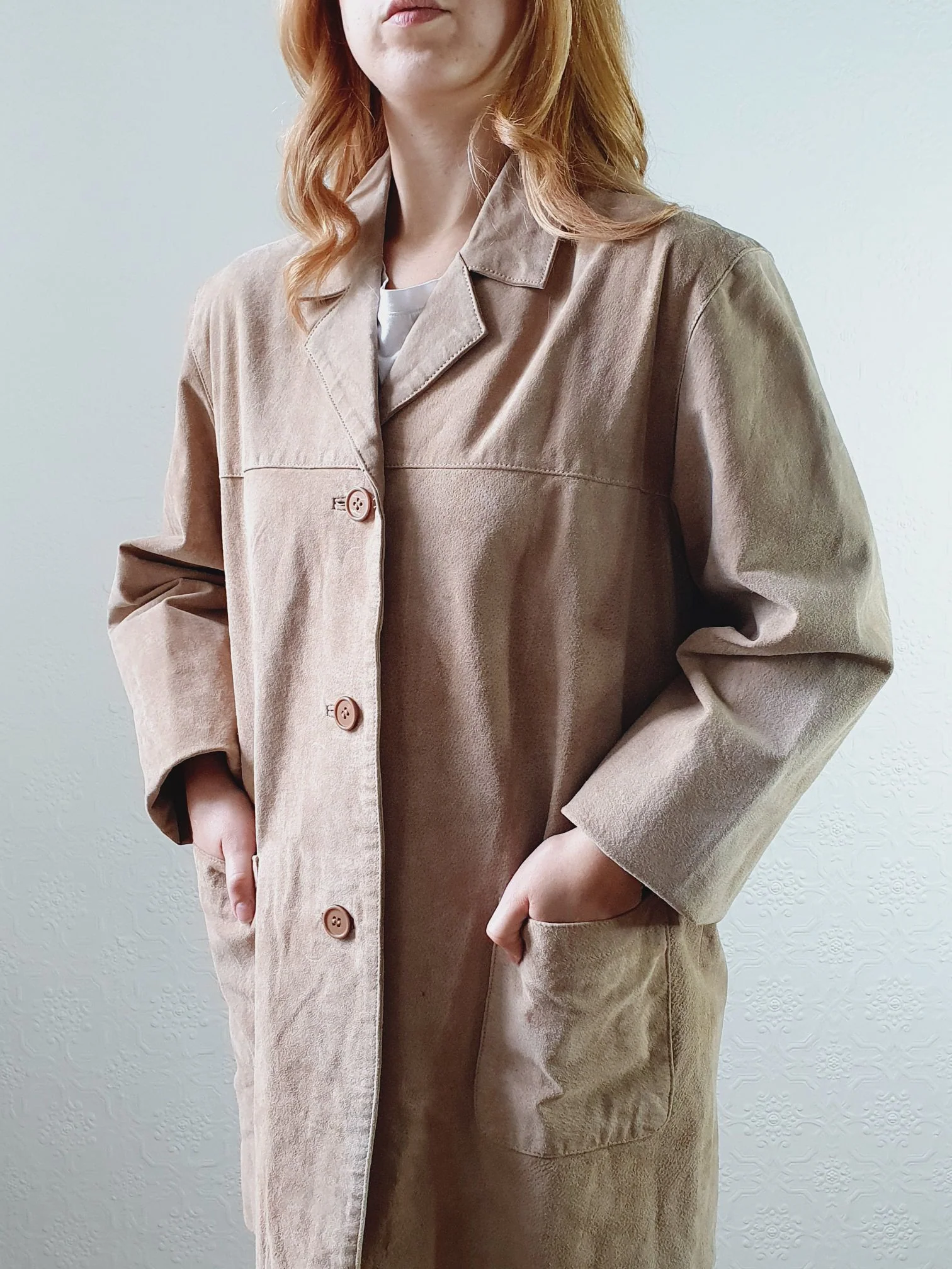 Vintage 90s Beige Genuine Suede Leather Jacket - M/L - Image 4