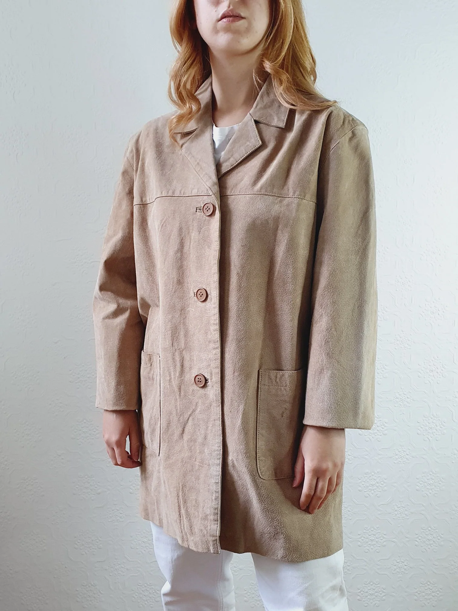 Vintage 90s Beige Genuine Suede Leather Jacket - M/L - Image 5