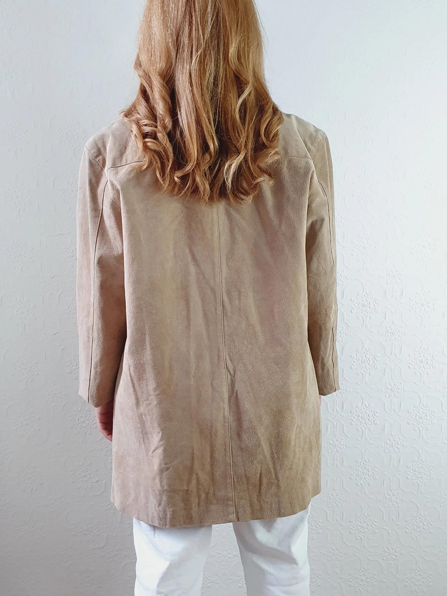Vintage 90s Beige Genuine Suede Leather Jacket - M/L - Image 6