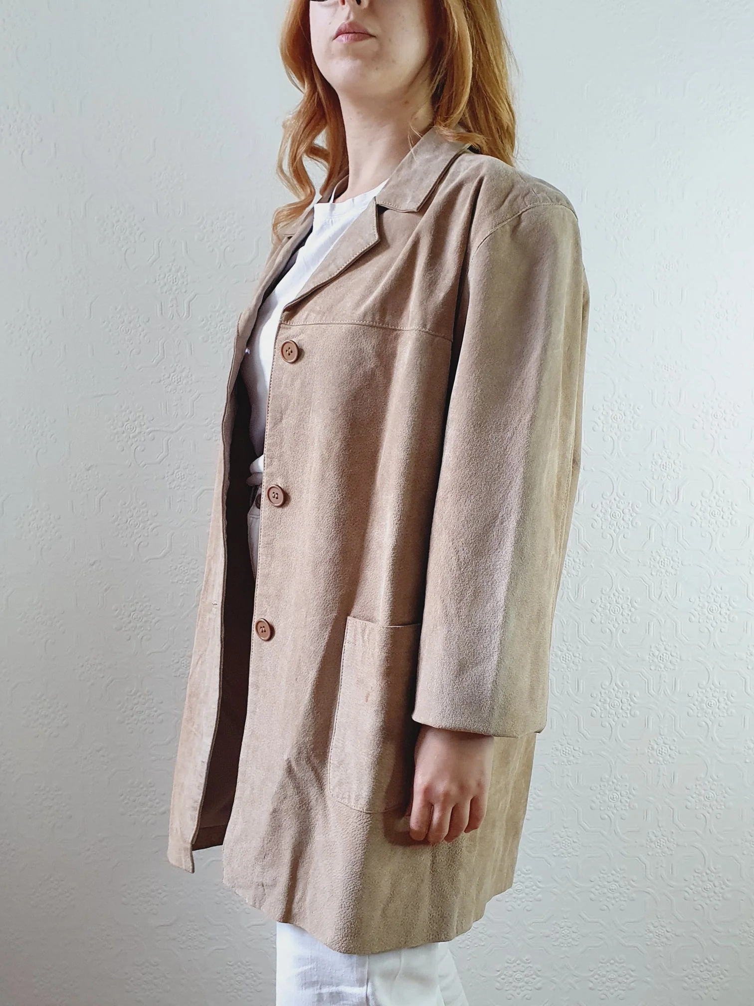Vintage 90s Beige Genuine Suede Leather Jacket - M/L - Image 9