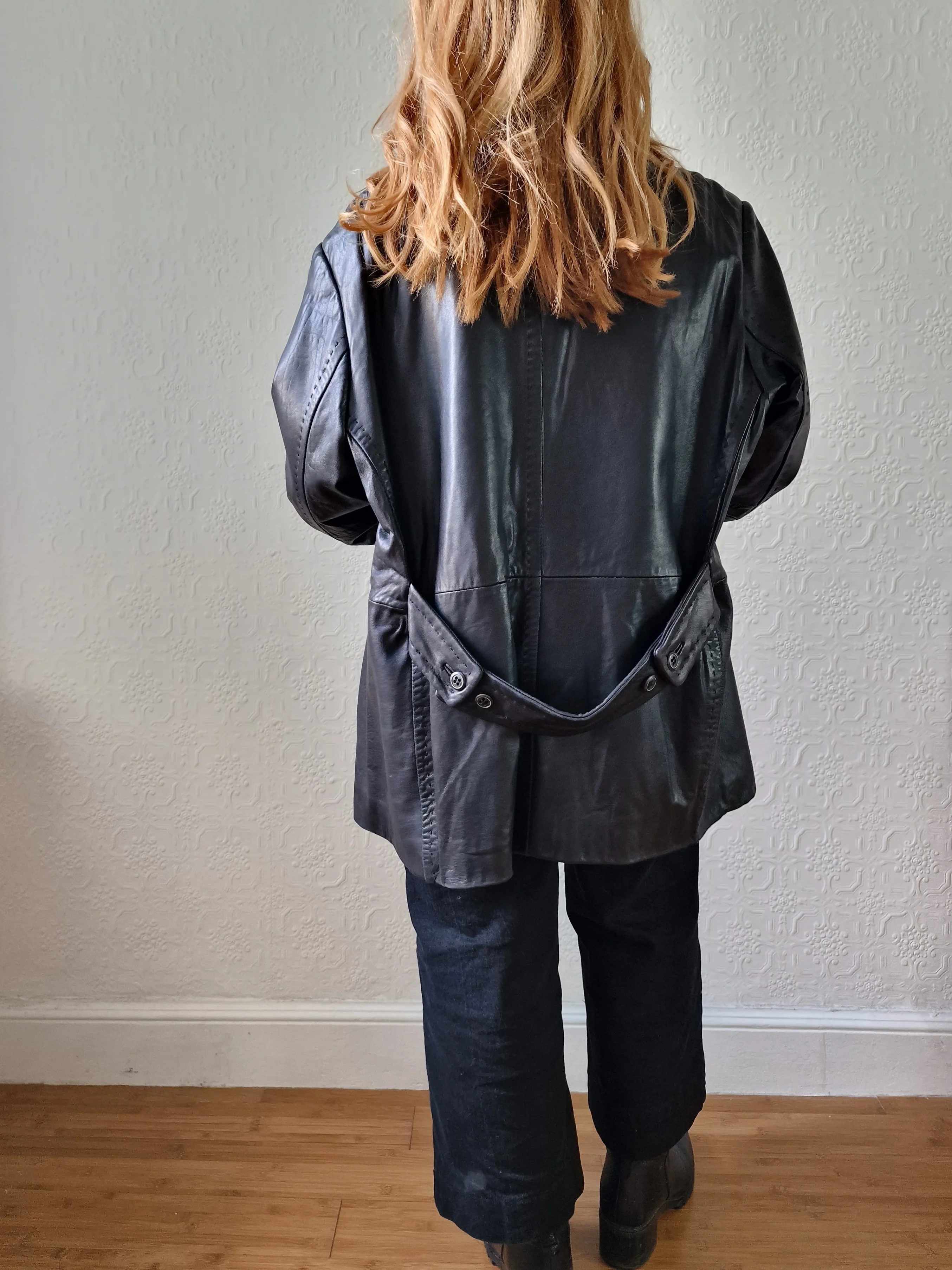 Vintage Black 100% Genuine Leather Blazer Style Jacket - L/XL - Image 6