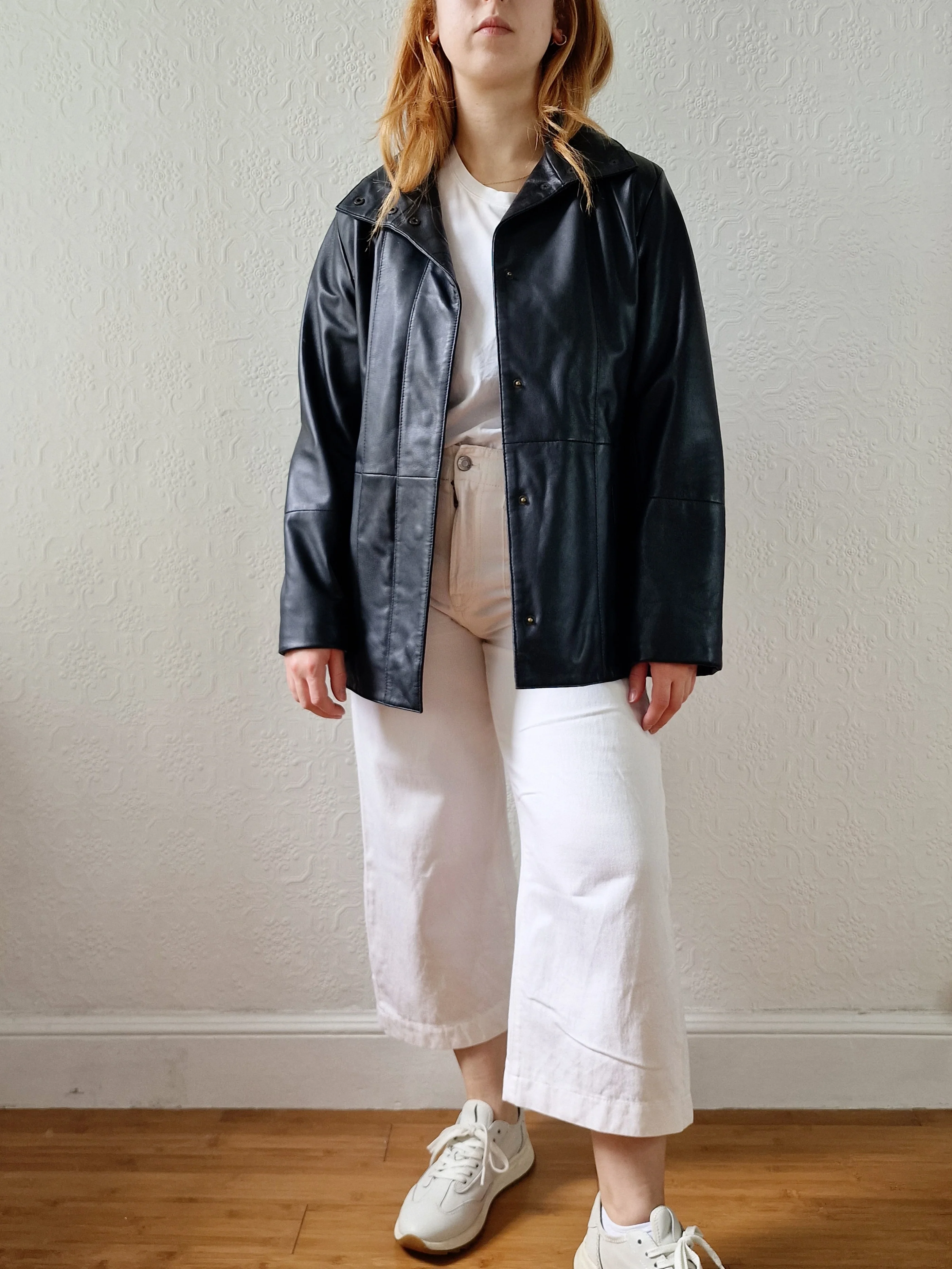 Vintage 90s Black 100% Genuine Leather Jacket - S - Image 2