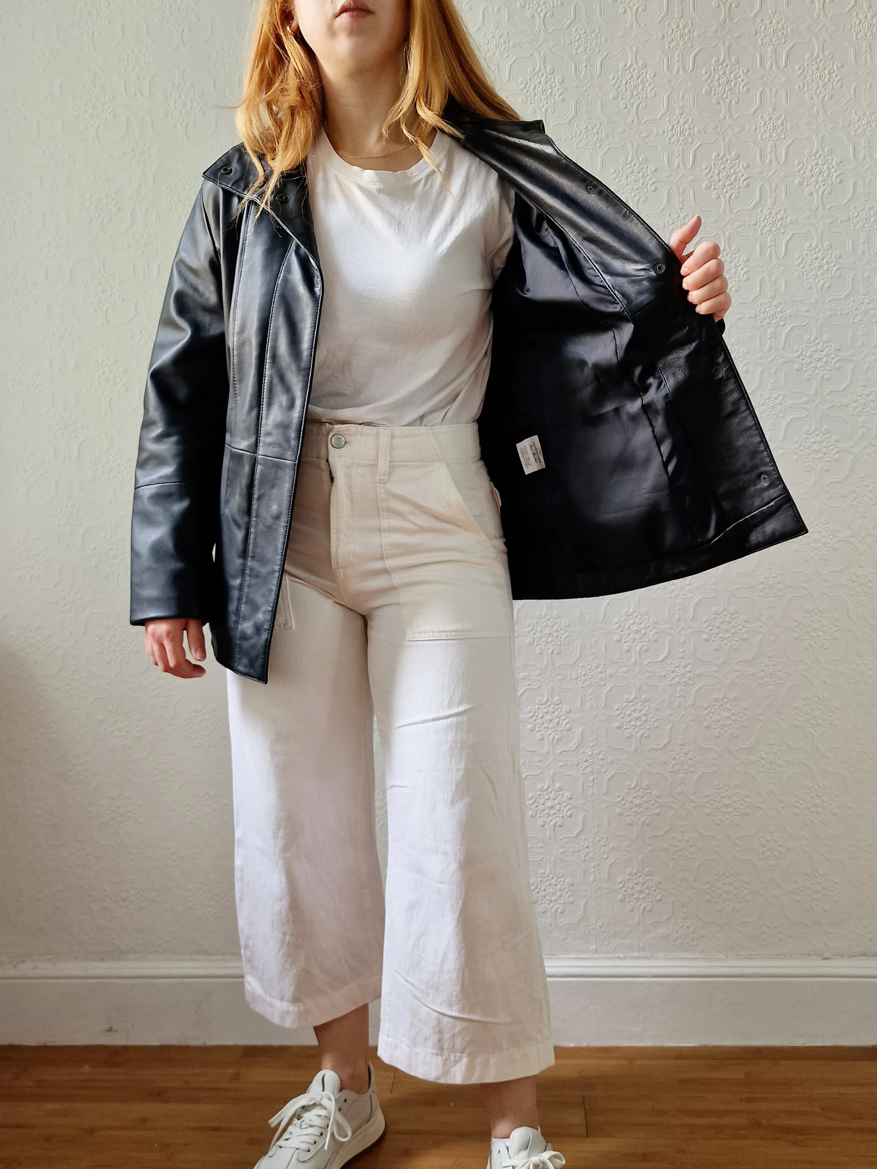 Vintage 90s Black 100% Genuine Leather Jacket - S - Image 3