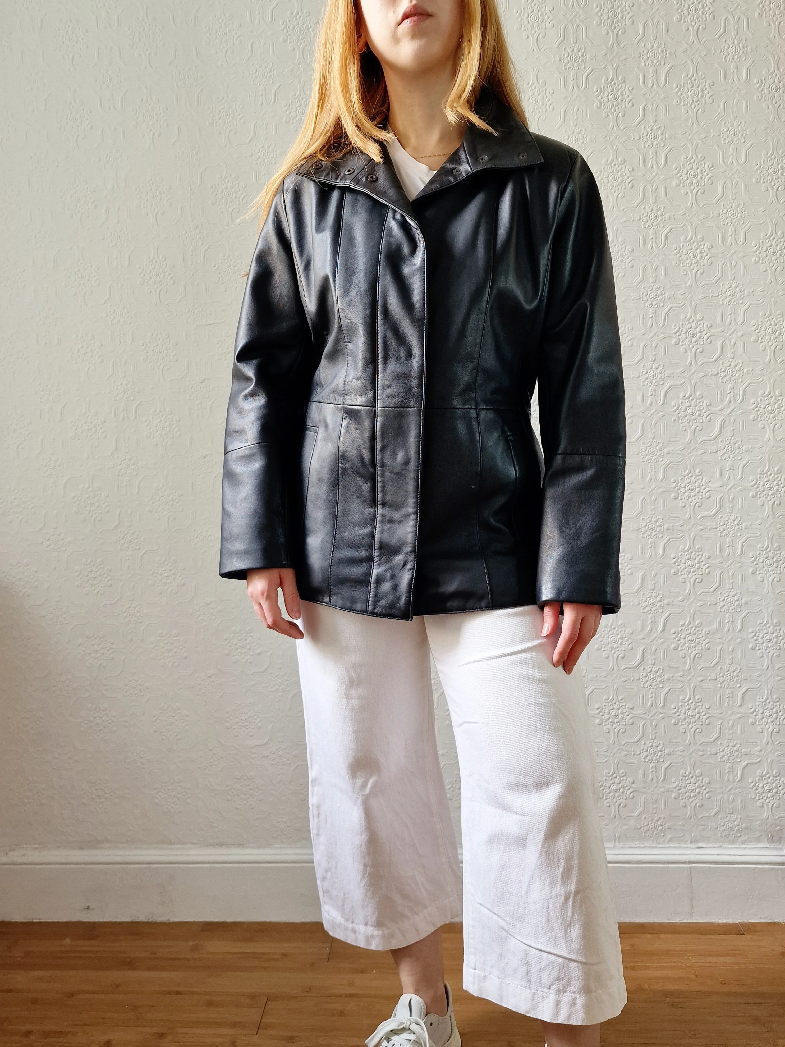 Vintage 90s Black 100% Genuine Leather Jacket - S - Image 4