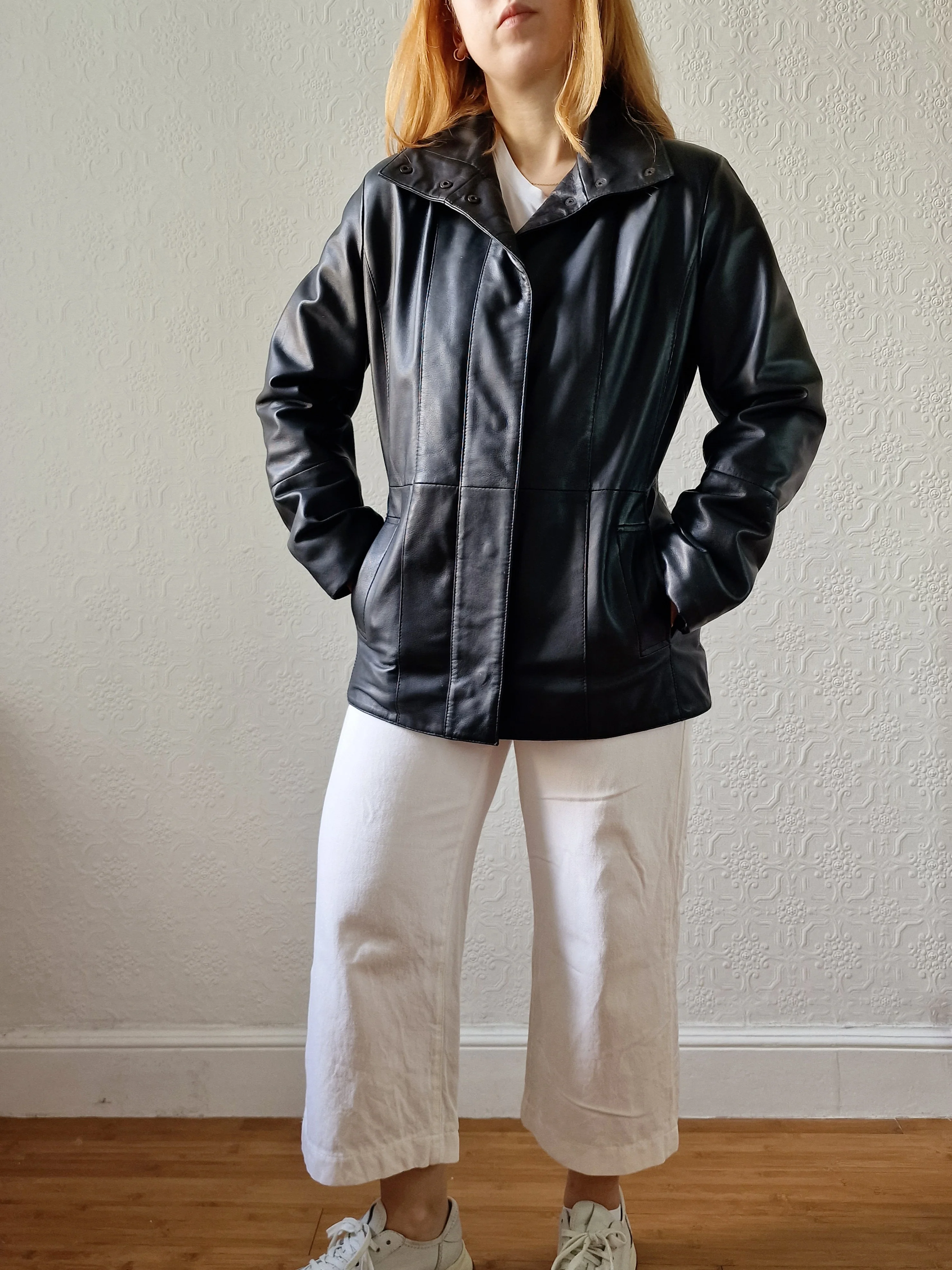 Vintage 90s Black 100% Genuine Leather Jacket - S - Image 5