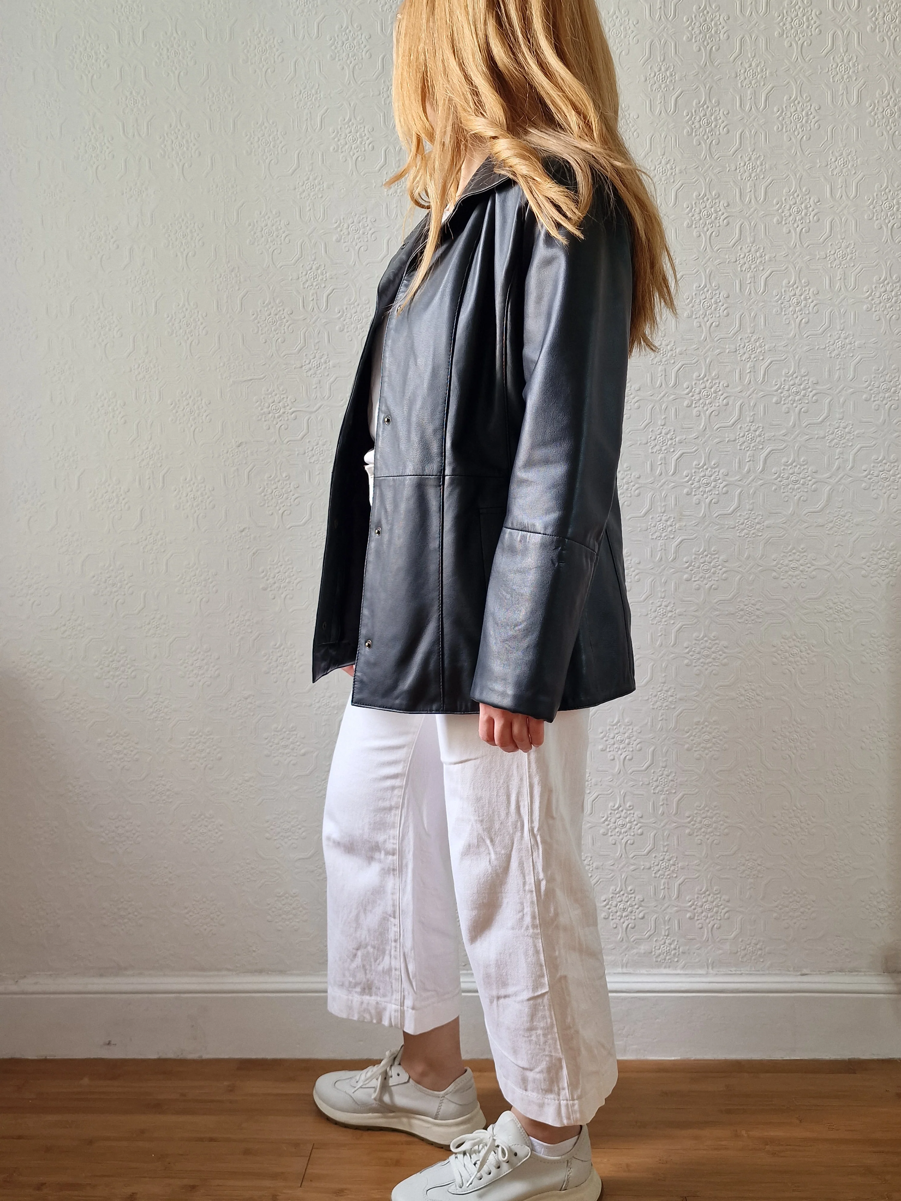 Vintage 90s Black 100% Genuine Leather Jacket - S - Image 8