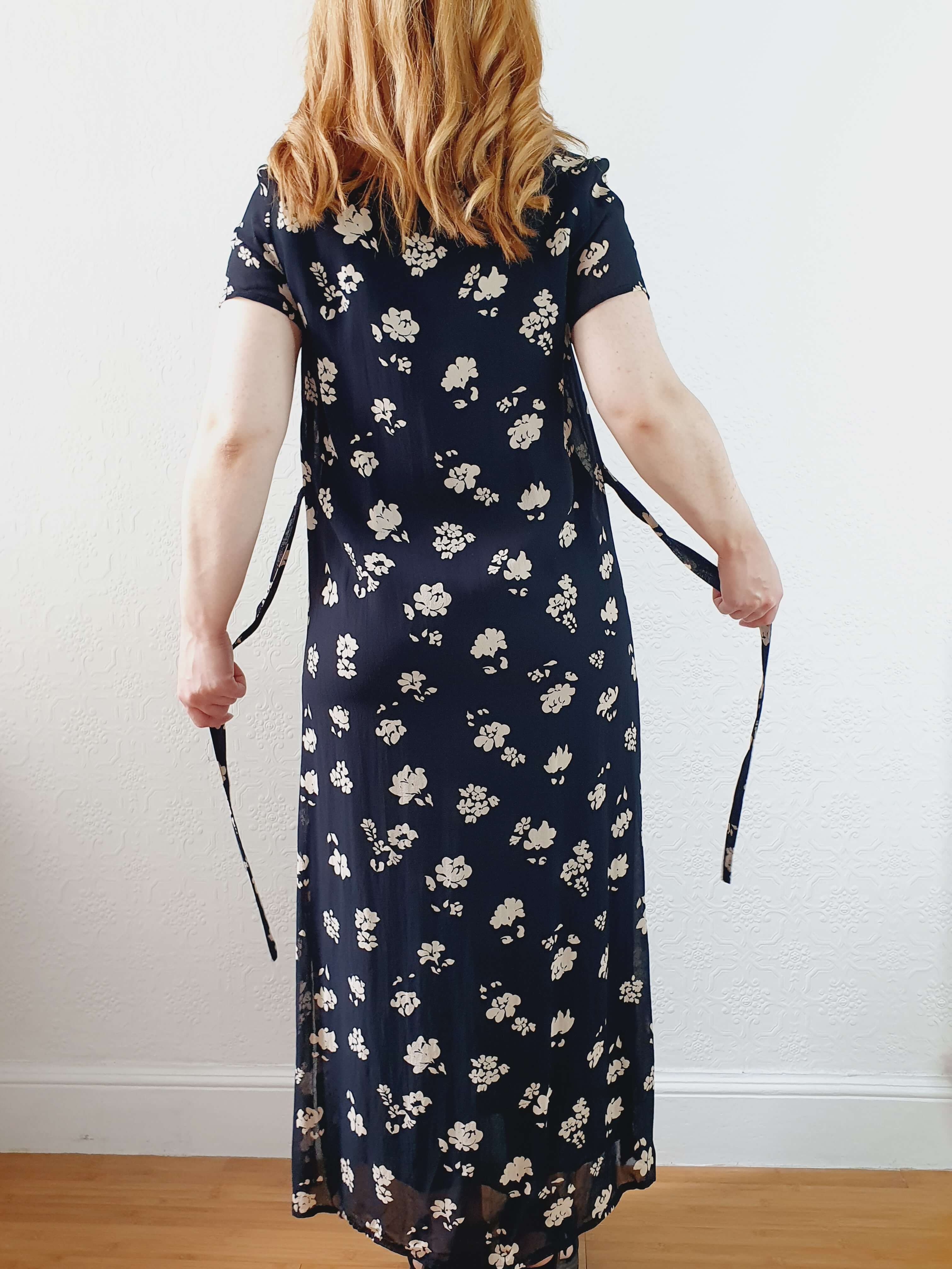 Vintage 90s Black Floral Short Sleeve Maxi Dress - XS - Image 3
