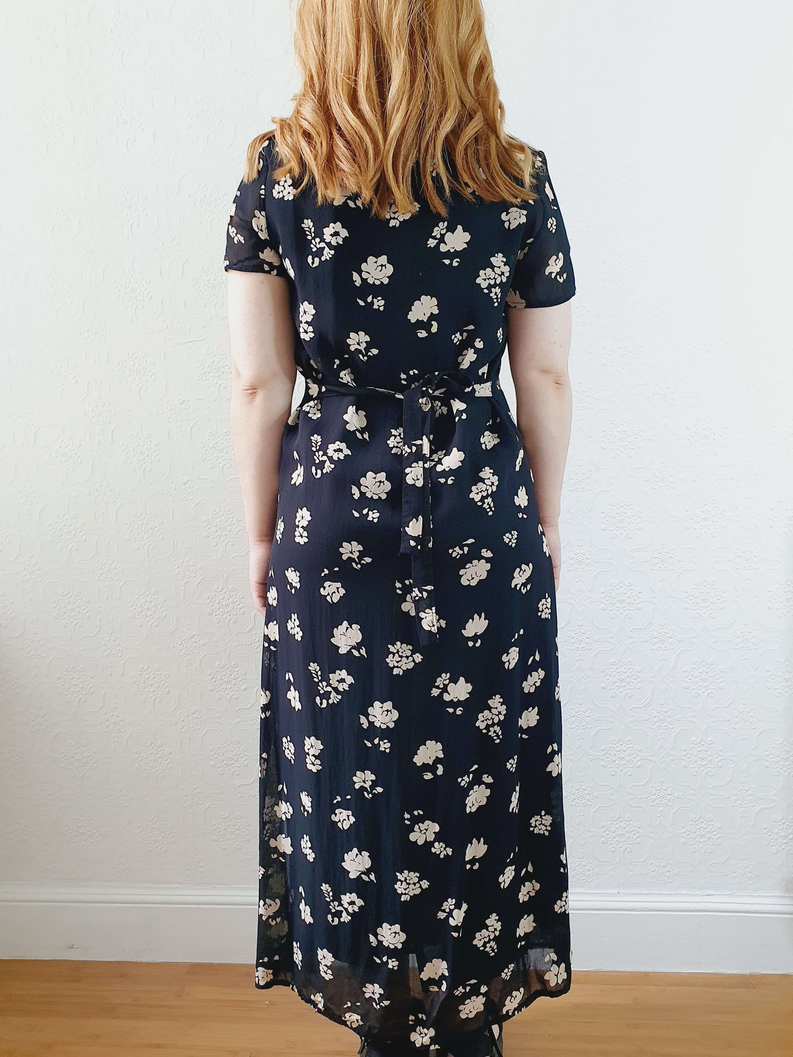 Vintage 90s Black Floral Short Sleeve Maxi Dress - XS - Image 5