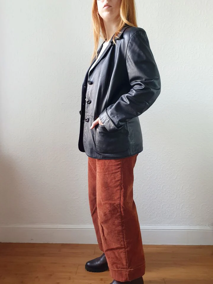 Vintage 90s Black Genuine Leather Blazer Style Jacket - S - Image 11