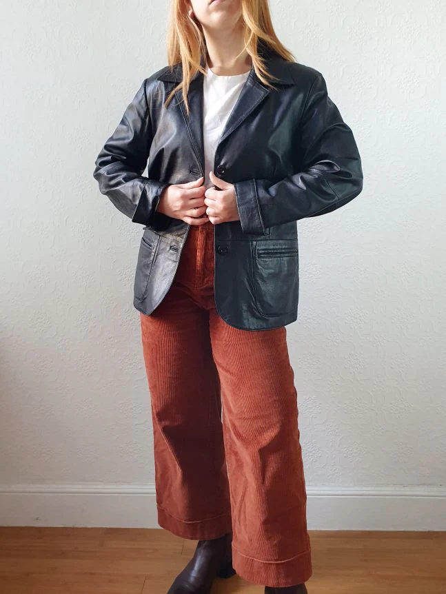 Vintage 90s Black Genuine Leather Blazer Style Jacket - S - Image 13
