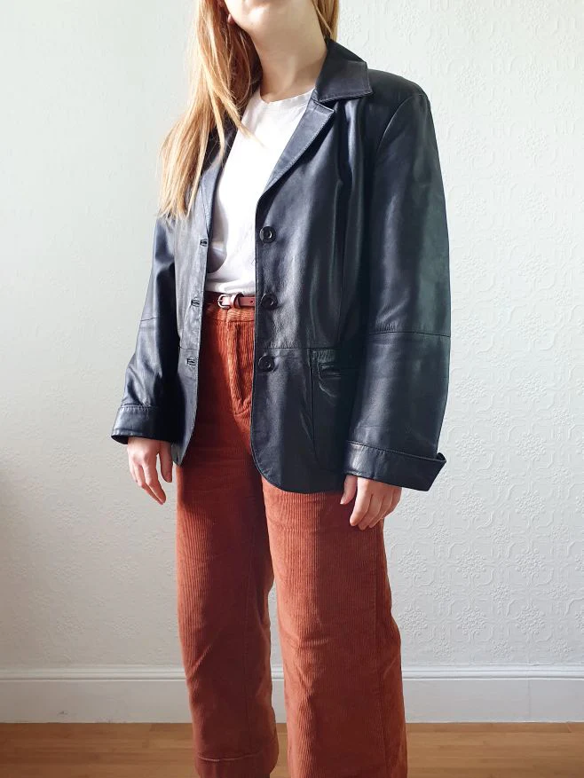 Vintage 90s Black Genuine Leather Blazer Style Jacket - S - Image 6