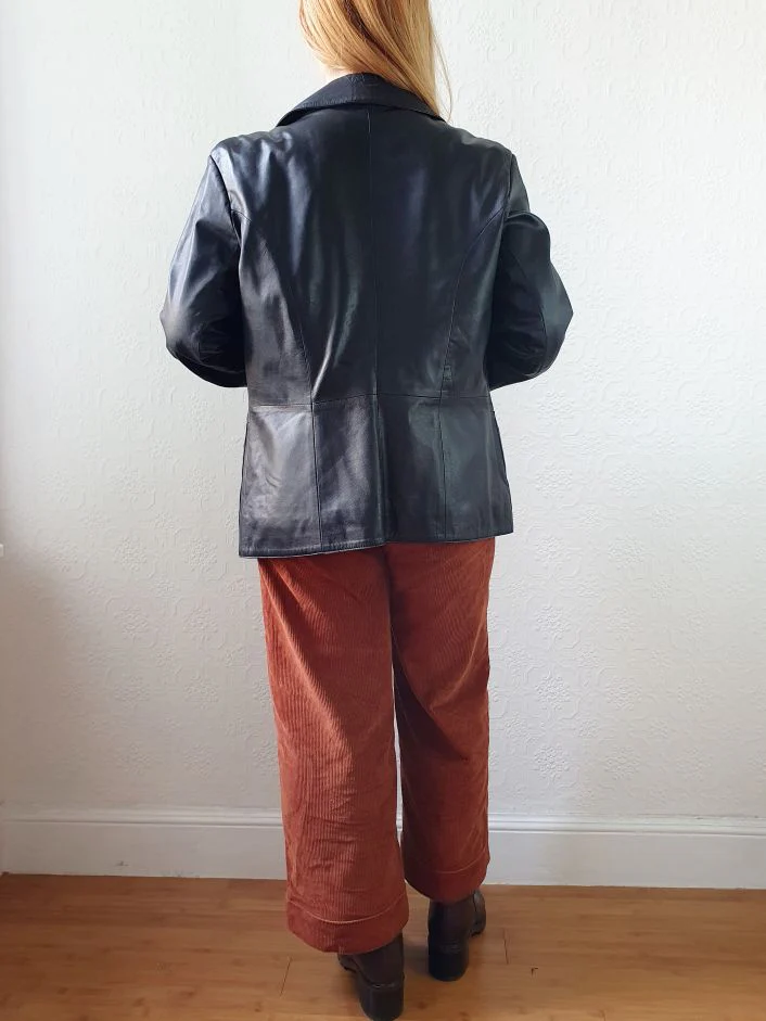 Vintage 90s Black Genuine Leather Blazer Style Jacket - S - Image 9