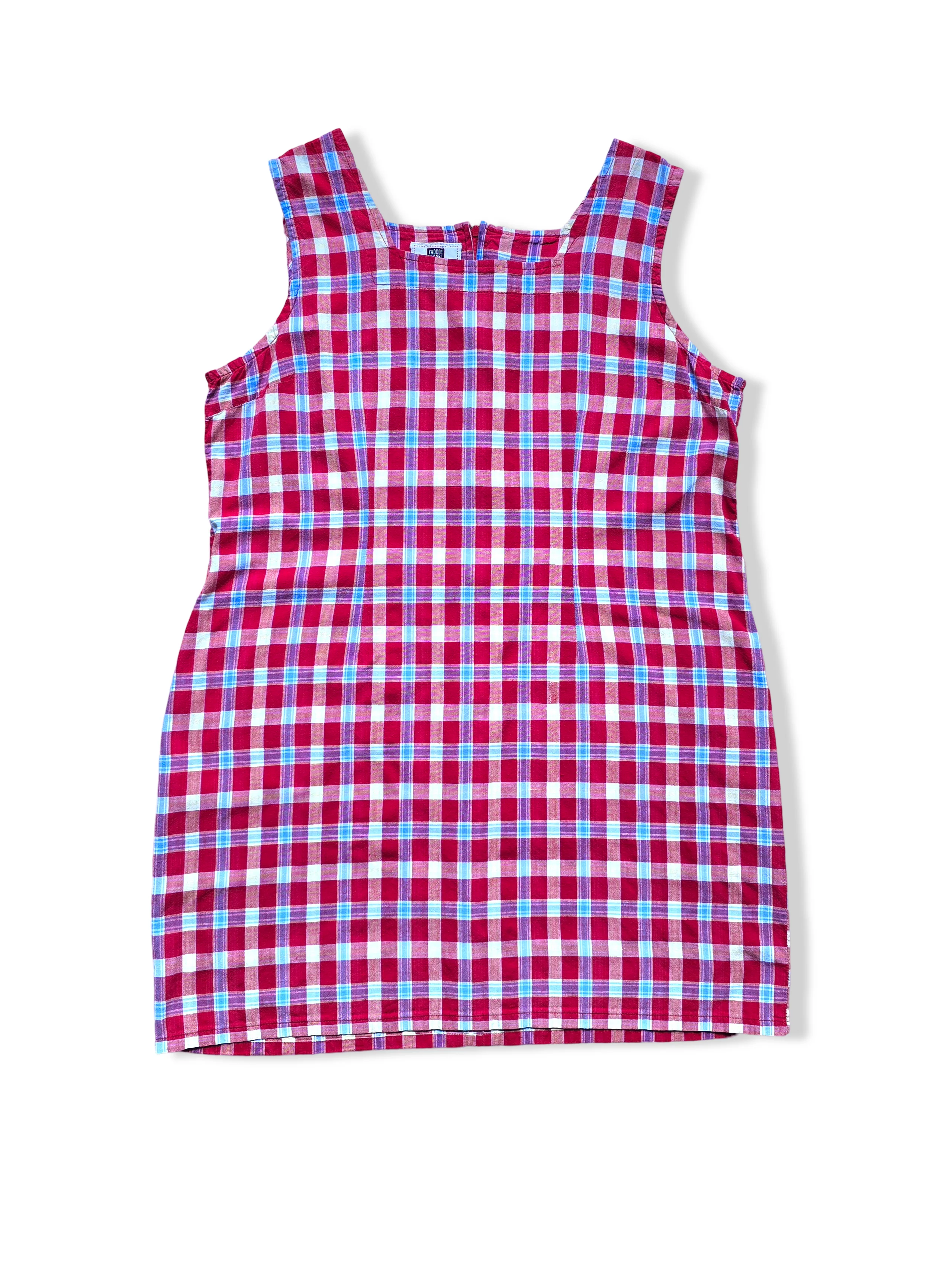 Vintage 90s Checkered Cotton Shift Dress - L/XL