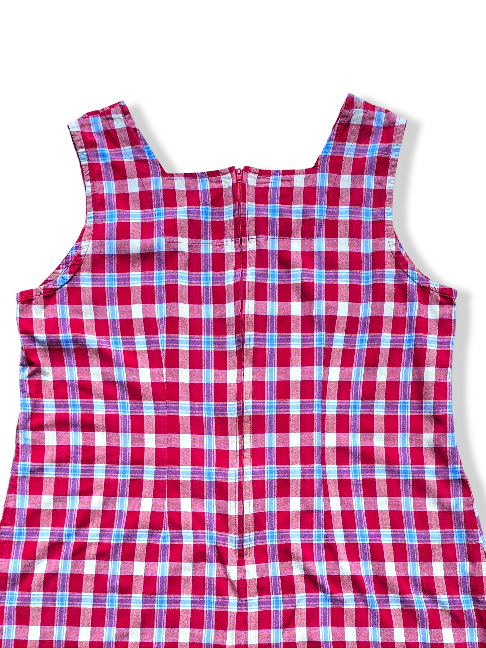 Vintage 90s Checkered Cotton Shift Dress - L/XL - Image 4