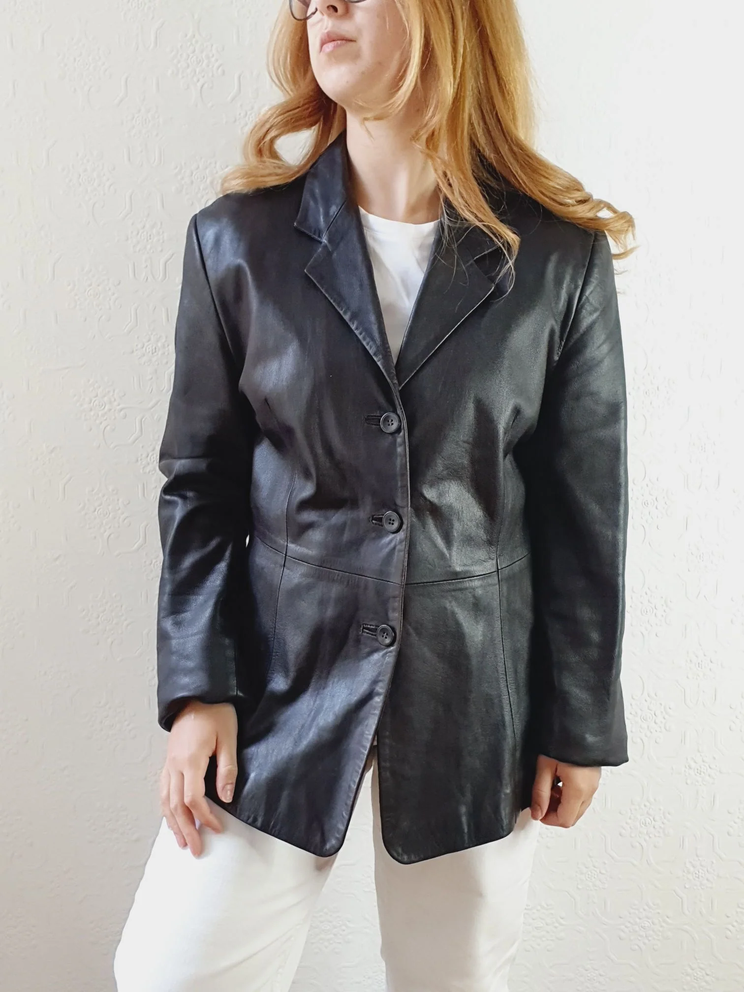 Vintage 90s Chocolate Brown Genuine Leather Blazer Style Jacket - M - Image 5
