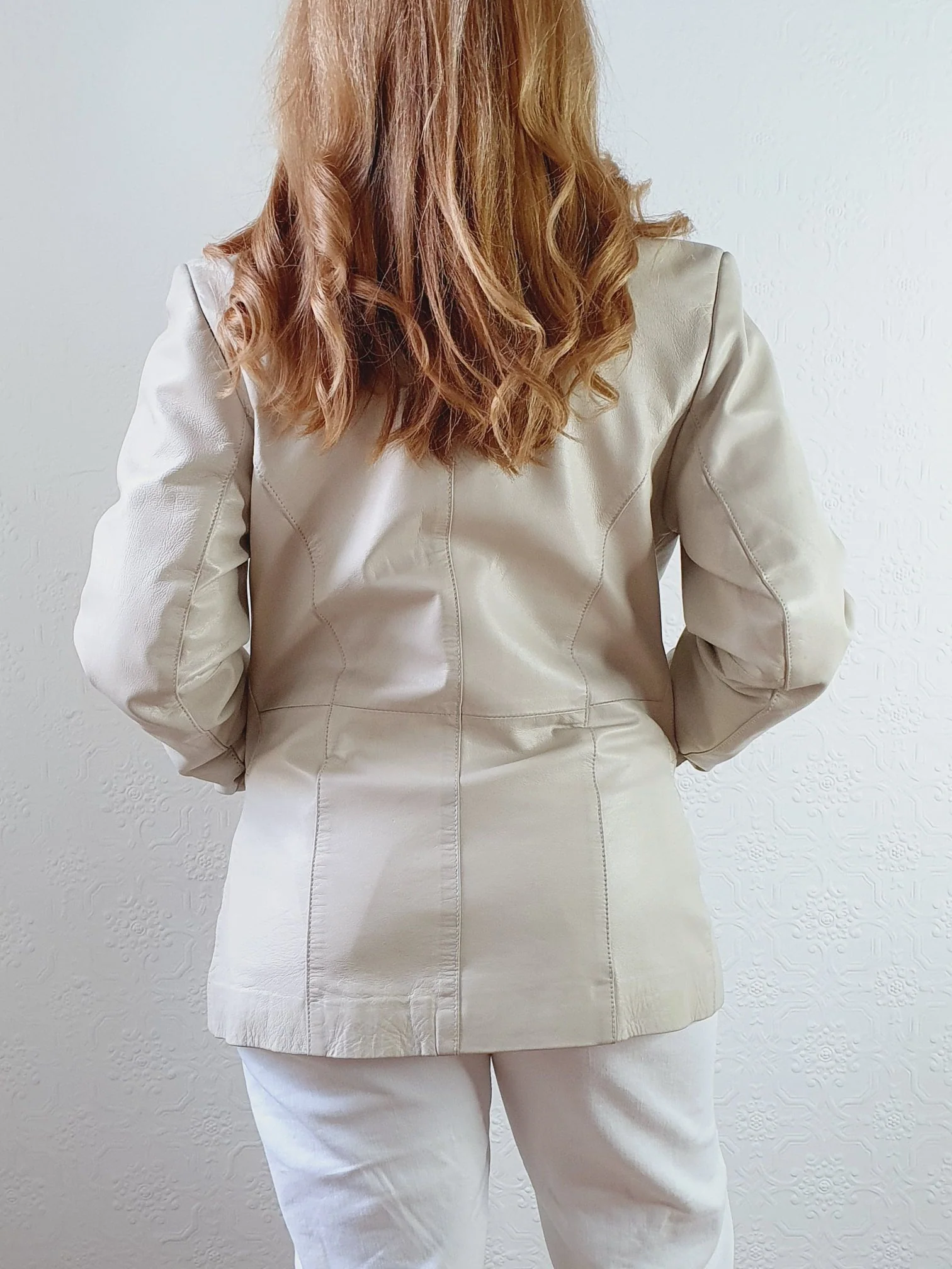 Vintage 90s Cream Genuine Leather Blazer Style Jacket - S - Image 3