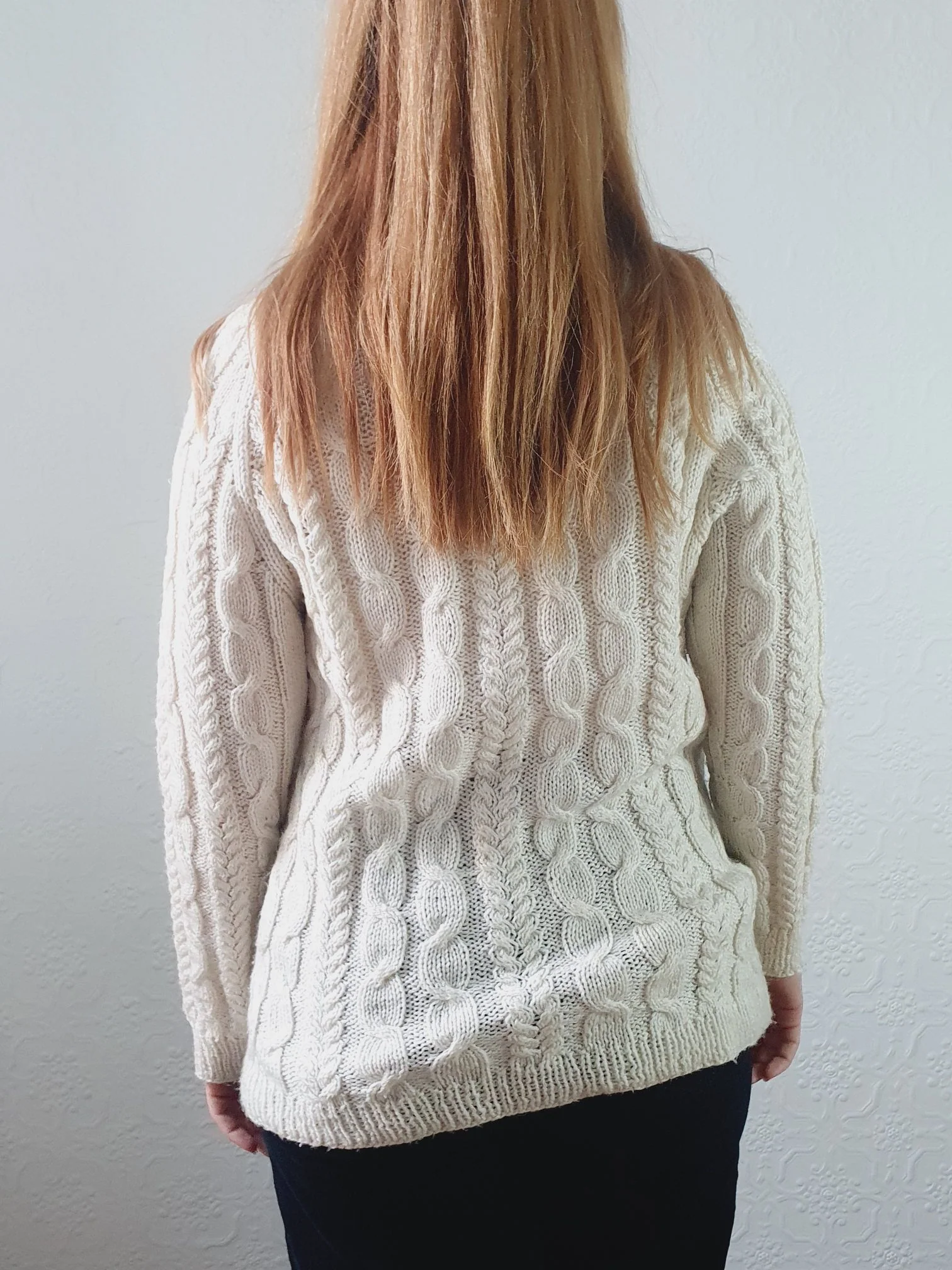 Vintage 90s Cream High Neck Long Cable Knit Aran Style Jumper - S - Image 6